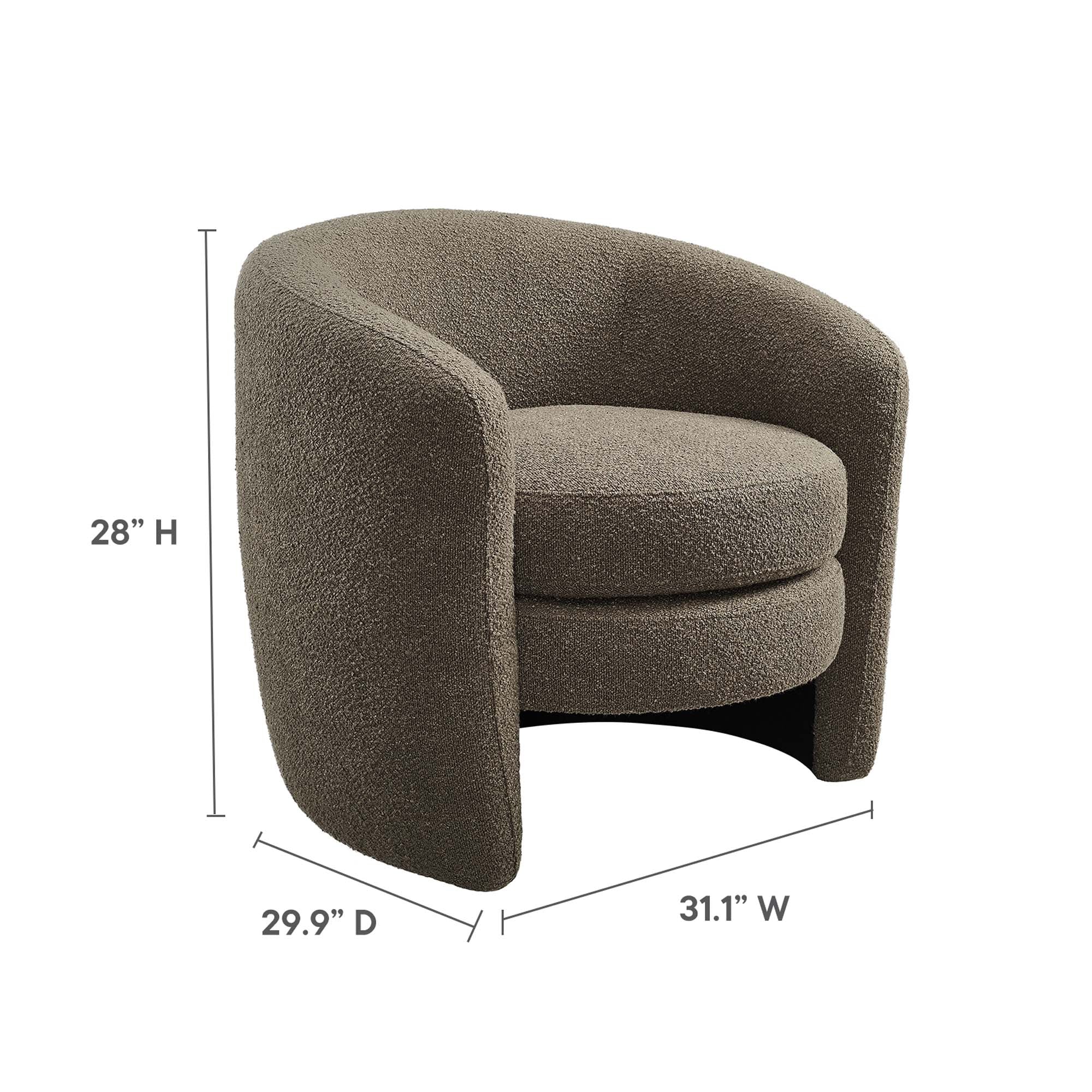 Fauteuil à dossier incurvé en tissu bouclé rembourré Affinity