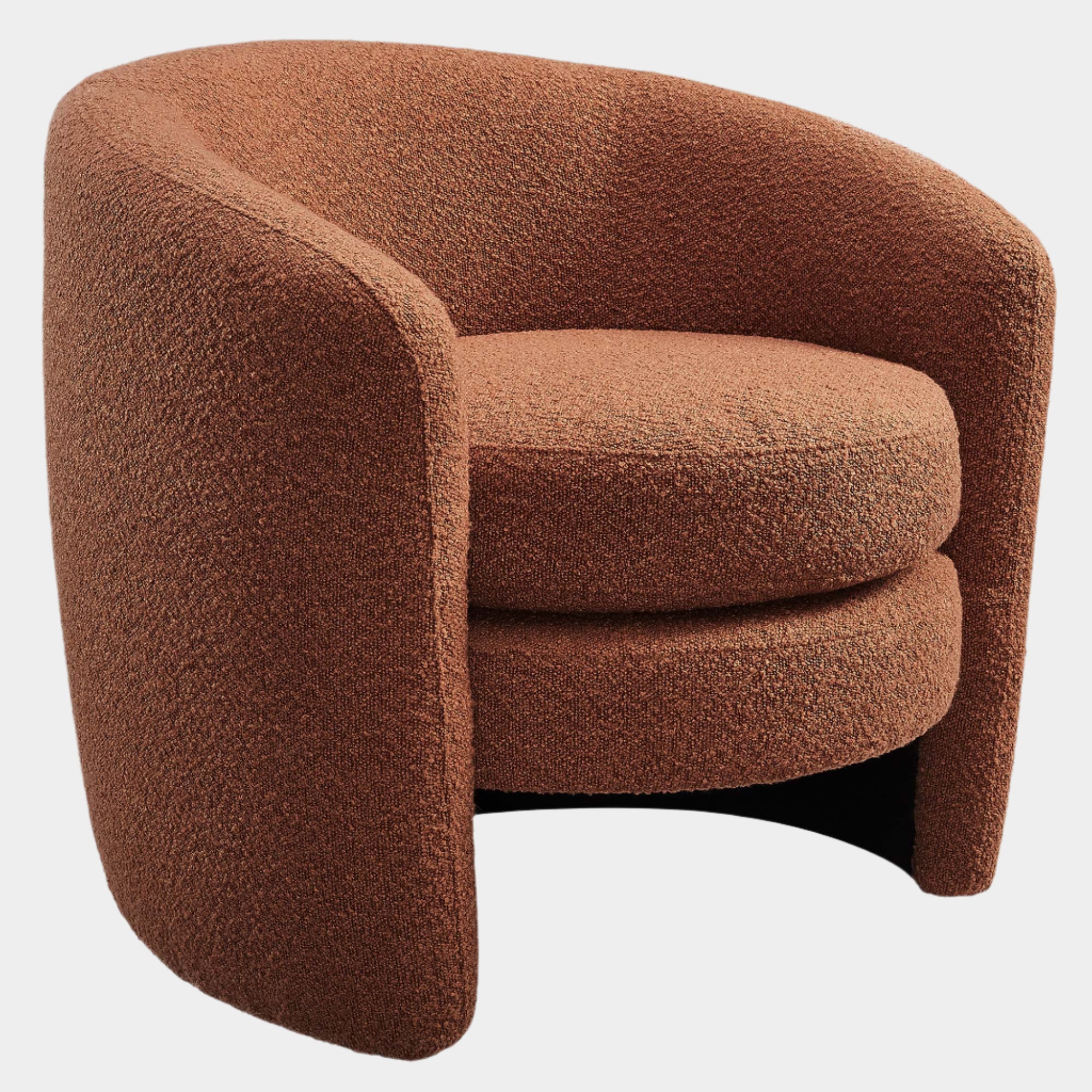 Fauteuil à dossier incurvé en tissu bouclé rembourré Affinity
