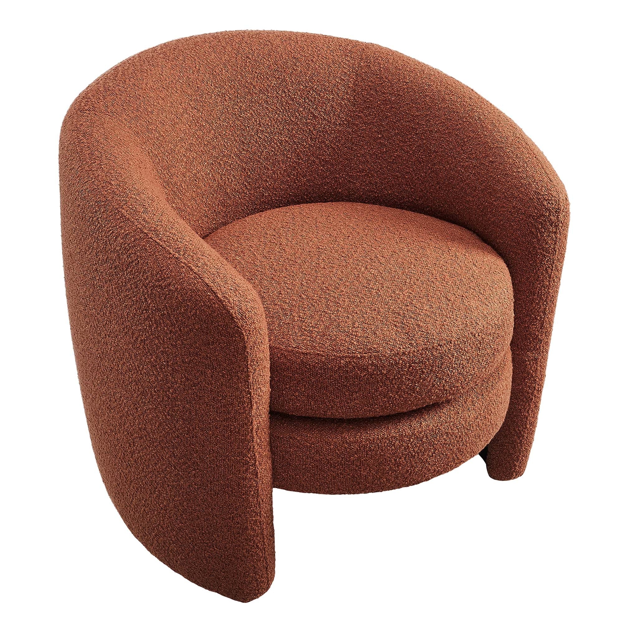 Fauteuil à dossier incurvé en tissu bouclé rembourré Affinity