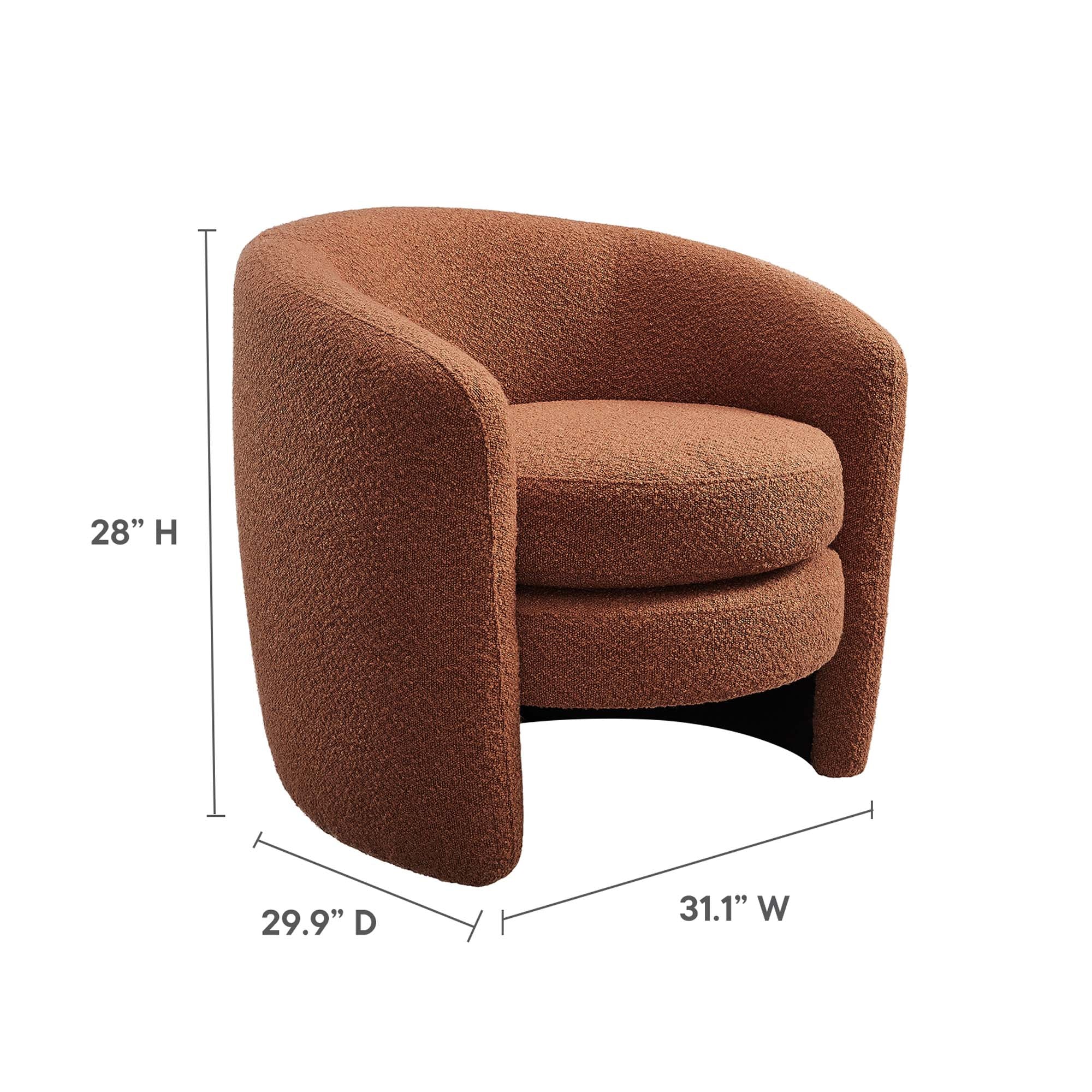 Fauteuil à dossier incurvé en tissu bouclé rembourré Affinity