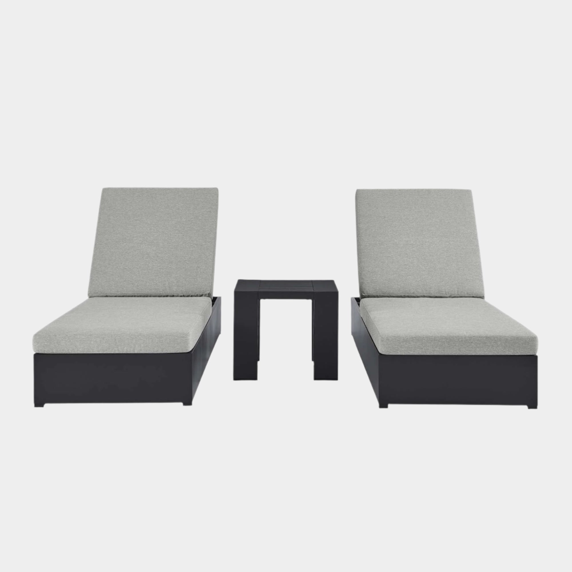 Tahoe 3-Piece Outdoor Patio Powder-Coated Aluminum Chaise Lounge Set