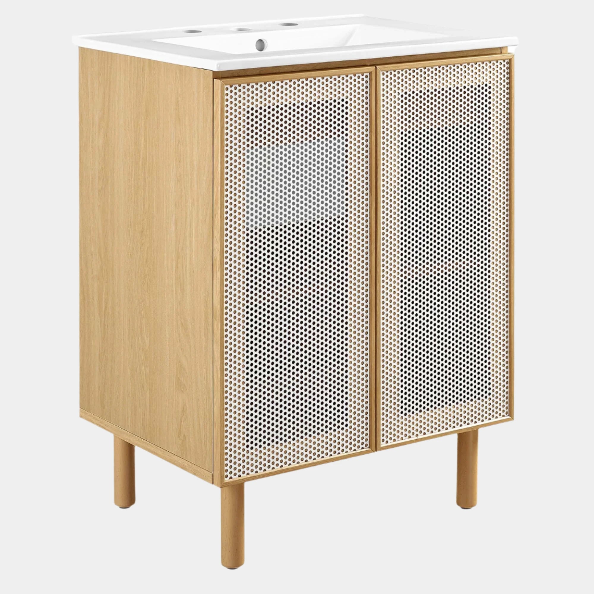 Meuble-lavabo de salle de bain en métal perforé Calla inclus