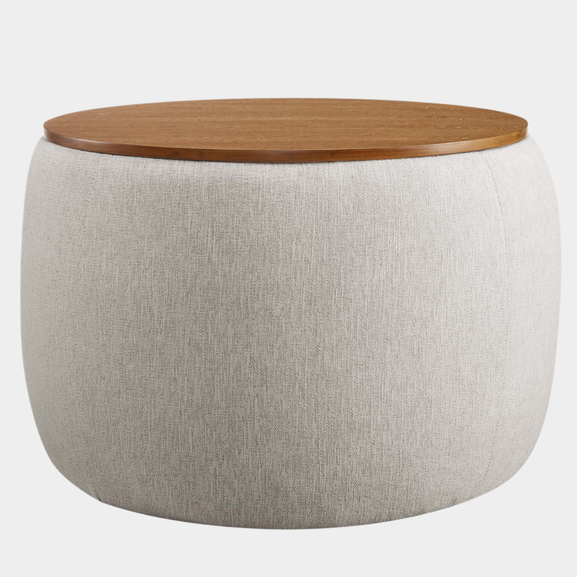 Perla Woven Heathered Fabric Upholstered Storage Ottoman