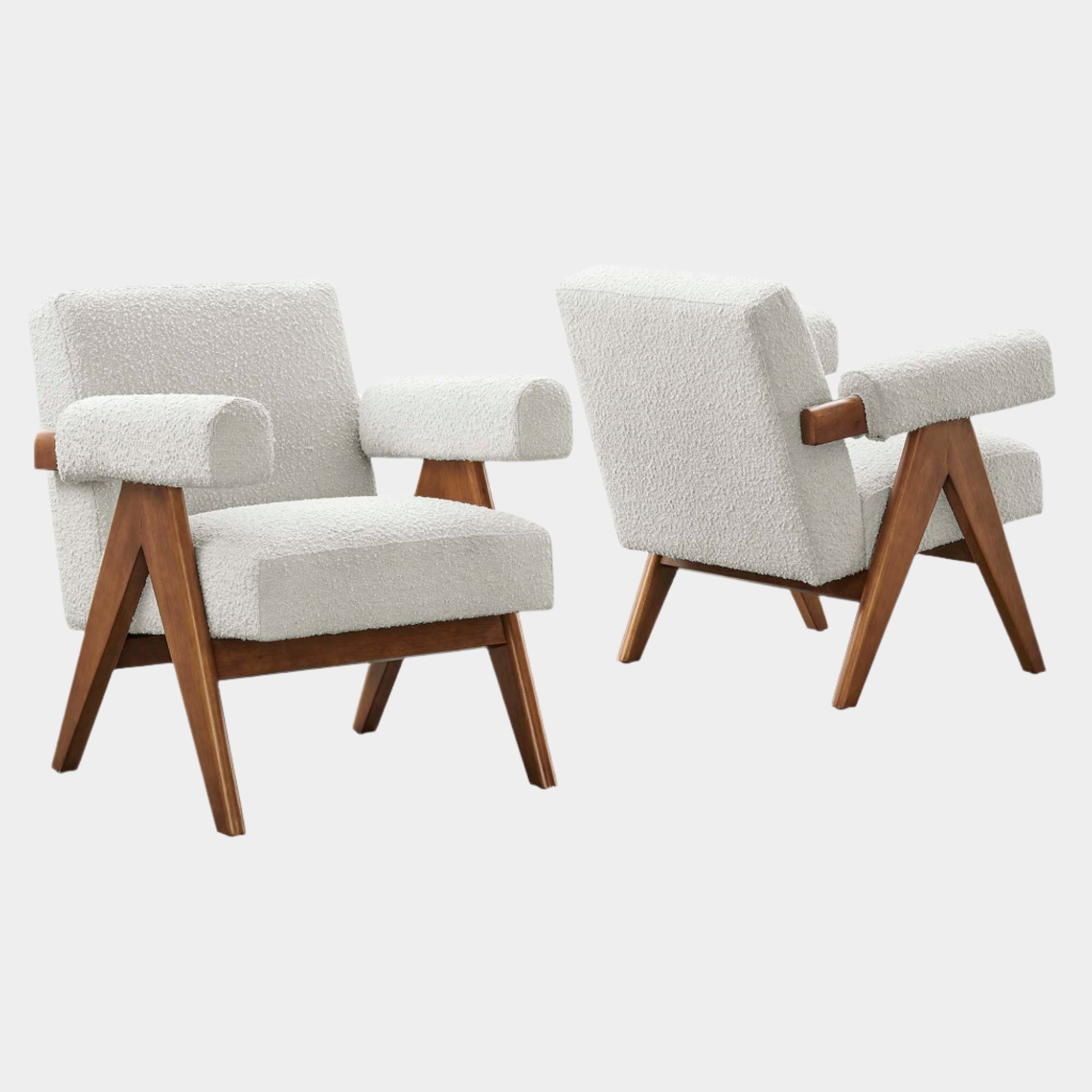 Lyra Boucle Fabric Armchair Set of 2