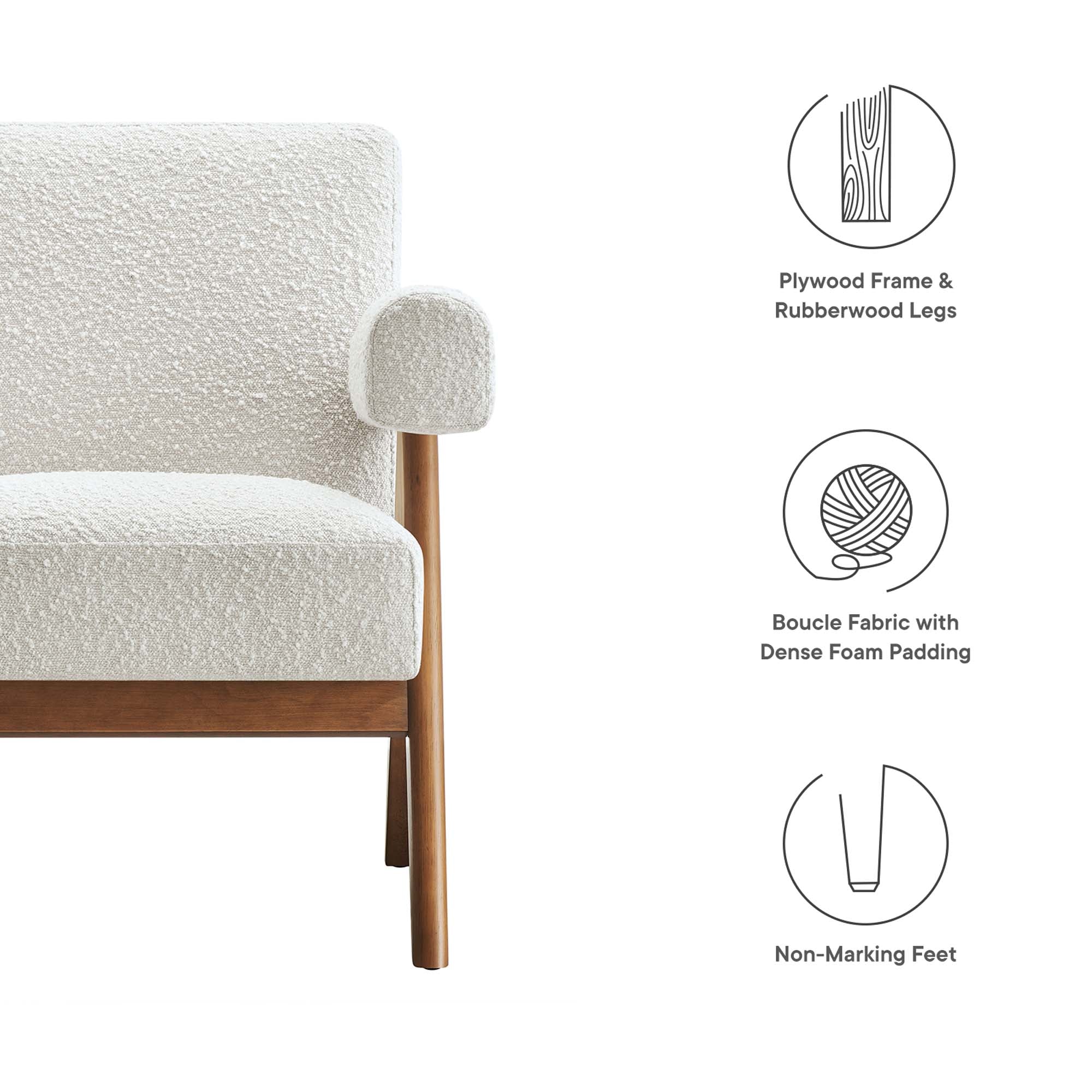 Lyra Boucle Fabric Armchair Set of 2