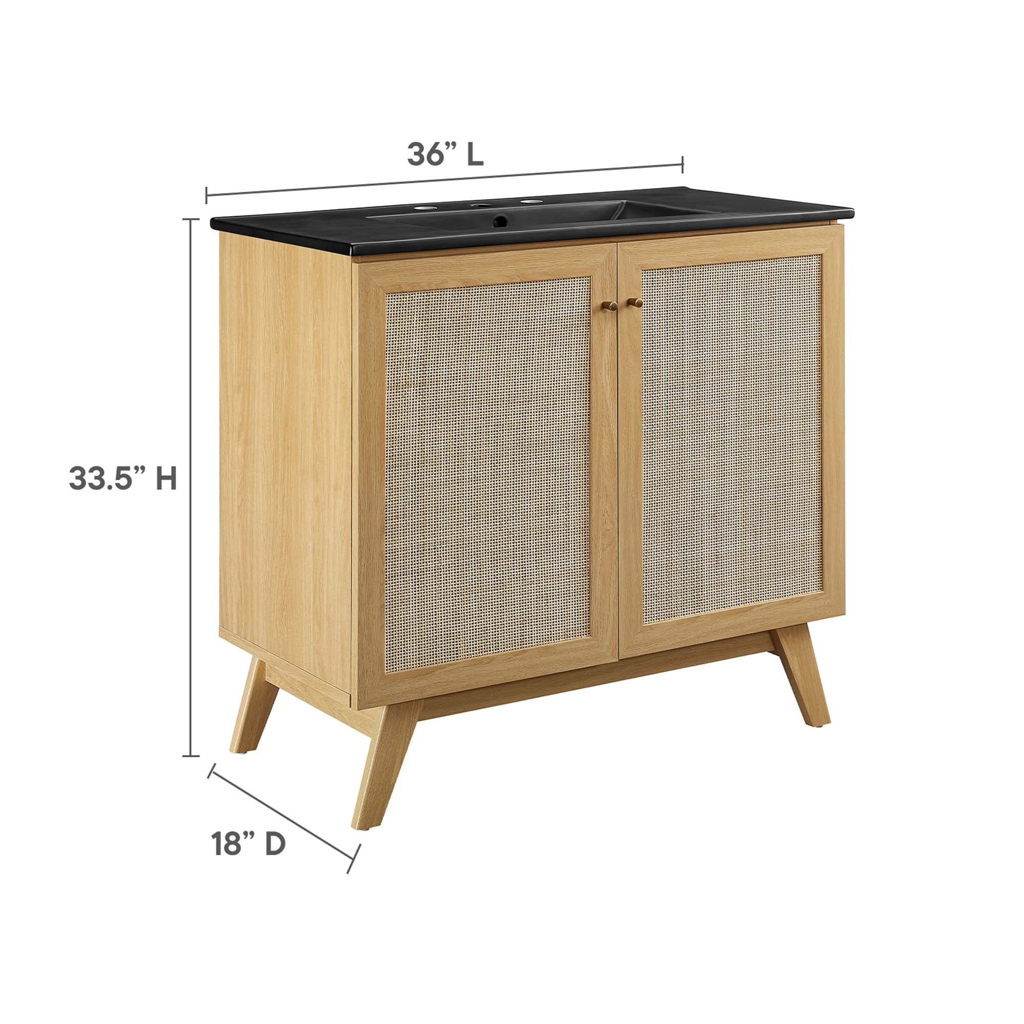 Meuble-lavabo de salle de bain Soma avec lavabo noir inclus