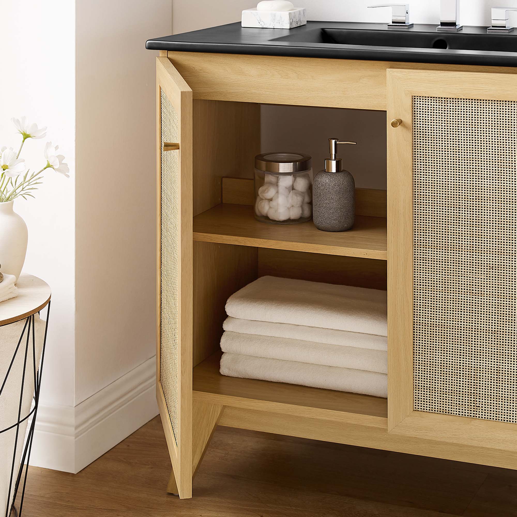 Meuble-lavabo de salle de bain Soma avec lavabo noir inclus
