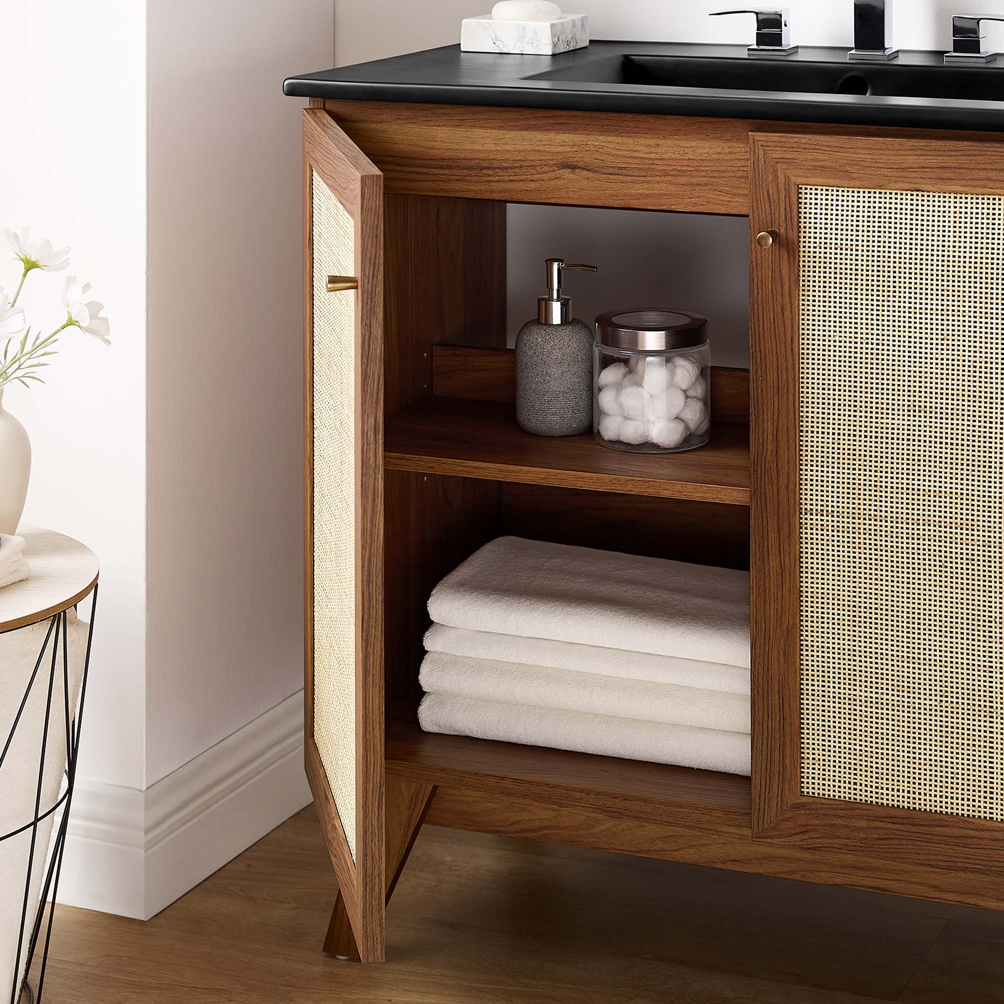 Meuble-lavabo de salle de bain Soma avec lavabo noir inclus