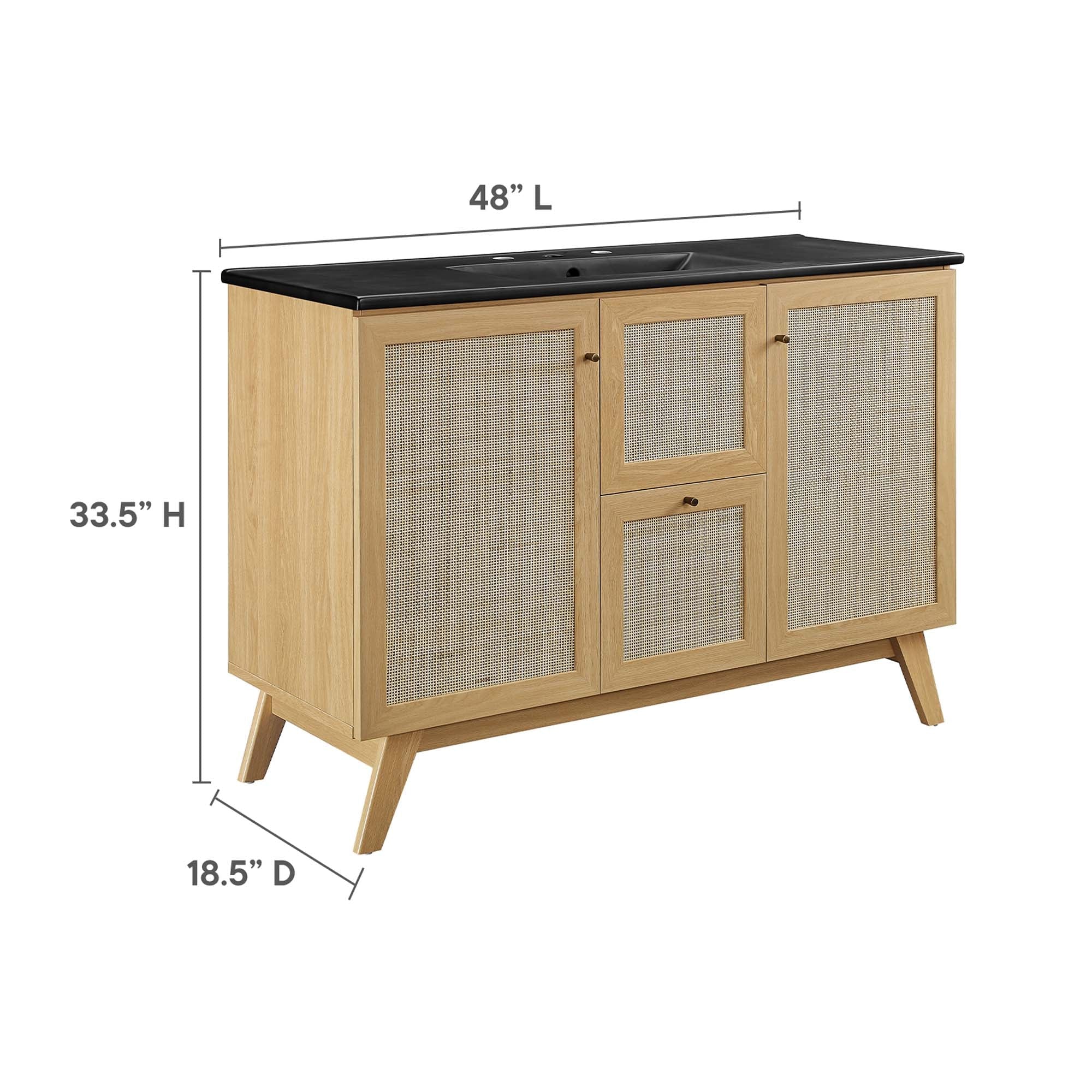 Meuble-lavabo de salle de bain Soma avec lavabo noir inclus