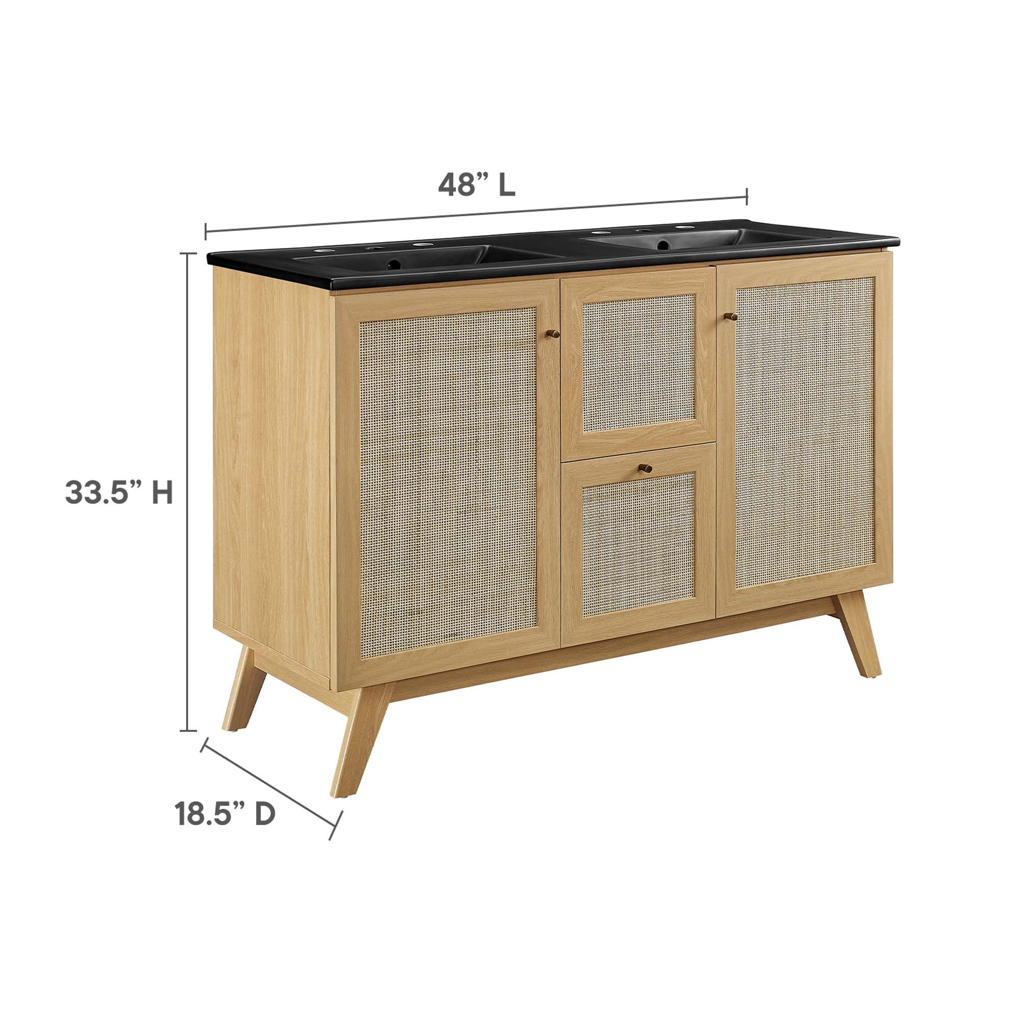 Meuble-lavabo de salle de bain Soma avec lavabo noir inclus