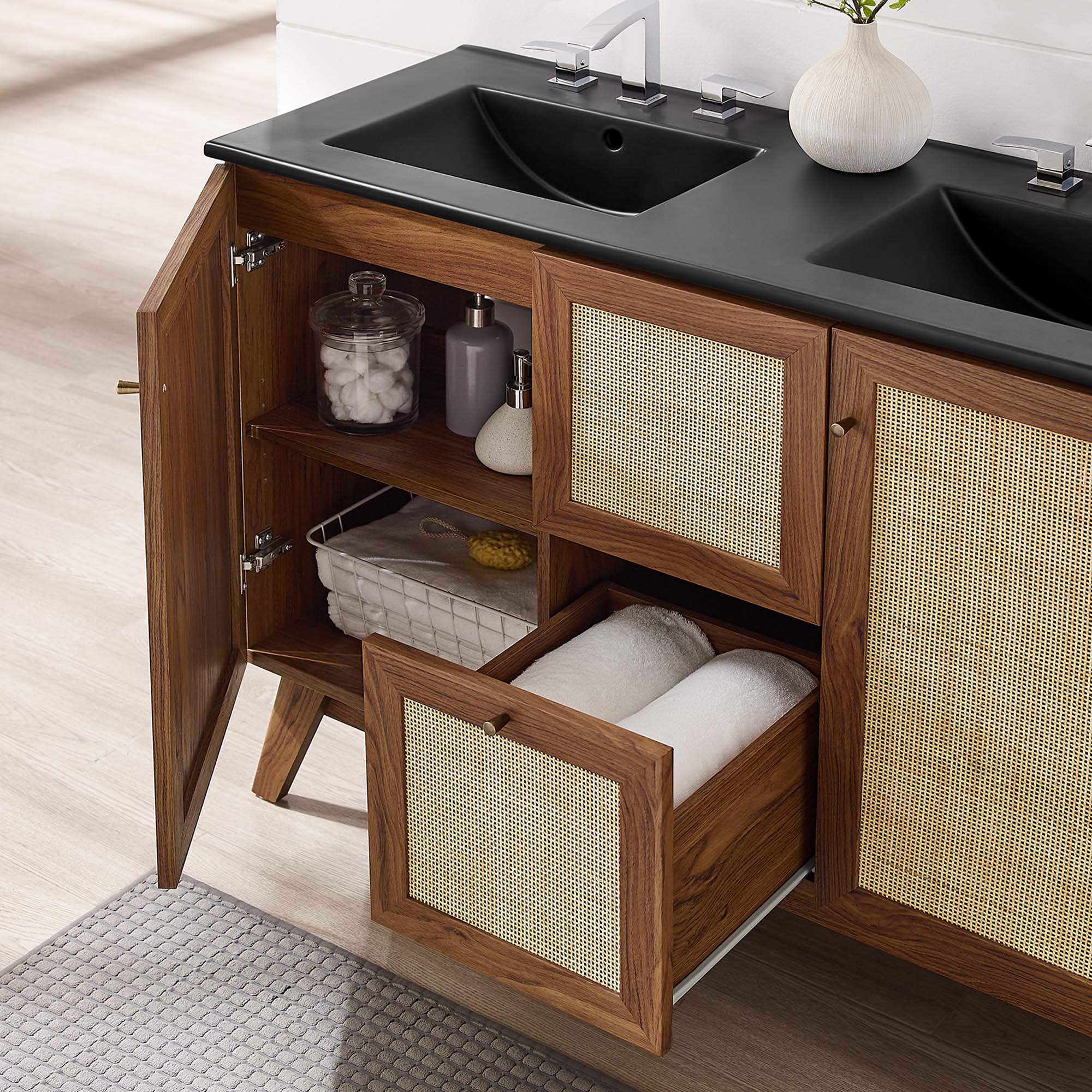 Meuble-lavabo de salle de bain Soma avec lavabo noir inclus