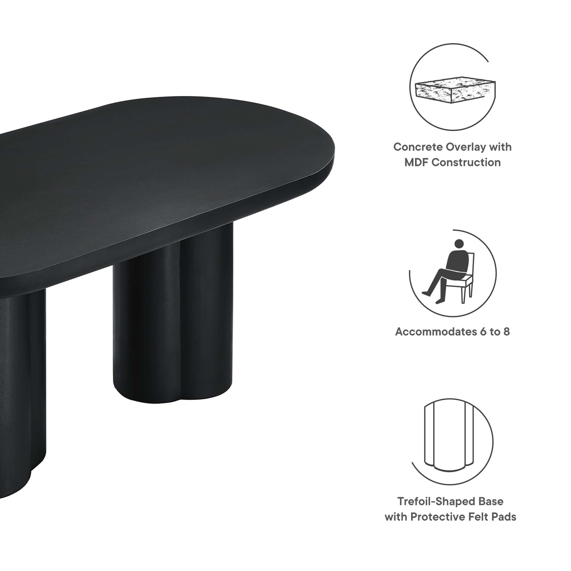 Table à manger ovale en béton Caspian de 72 po