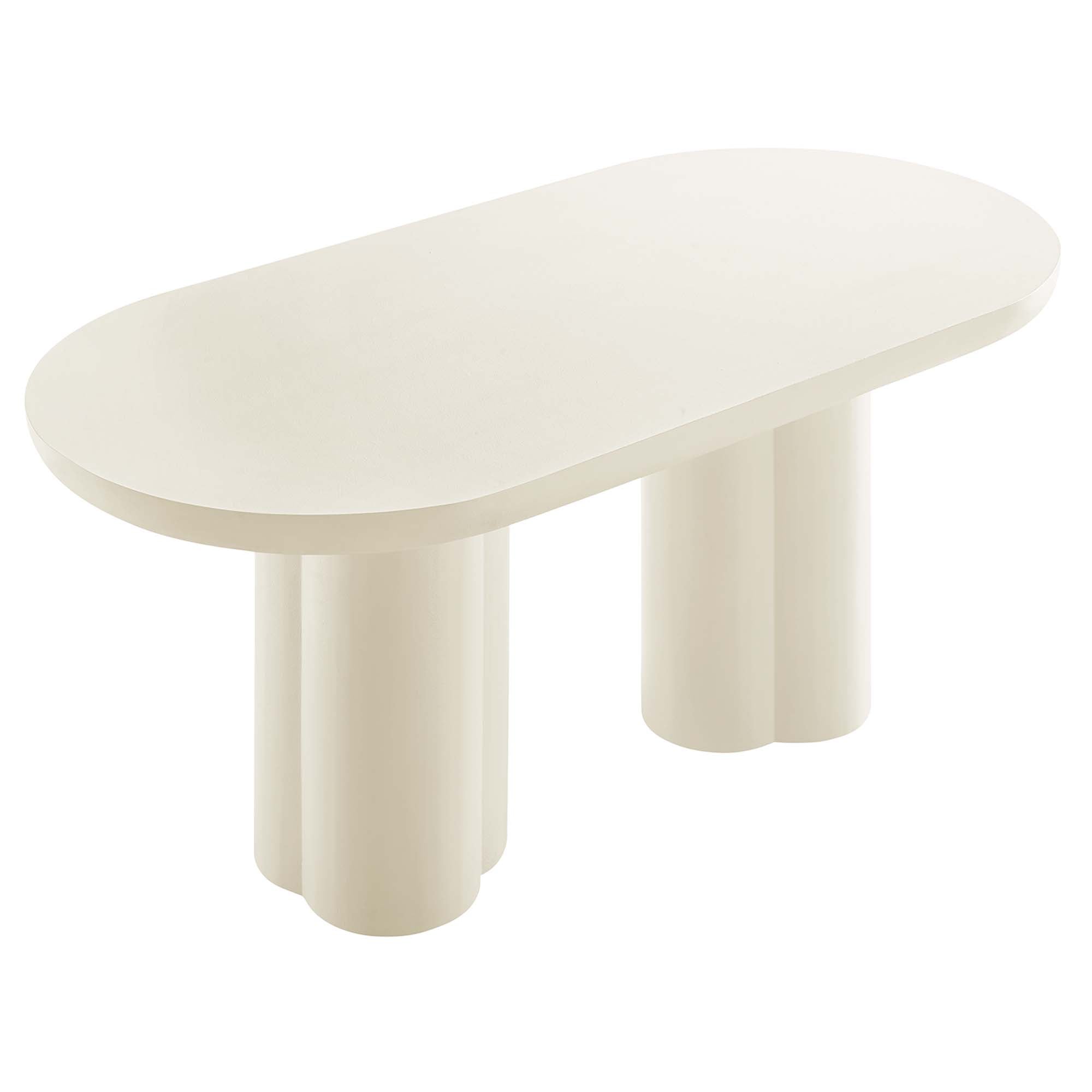 Table à manger ovale en béton Caspian de 72 po