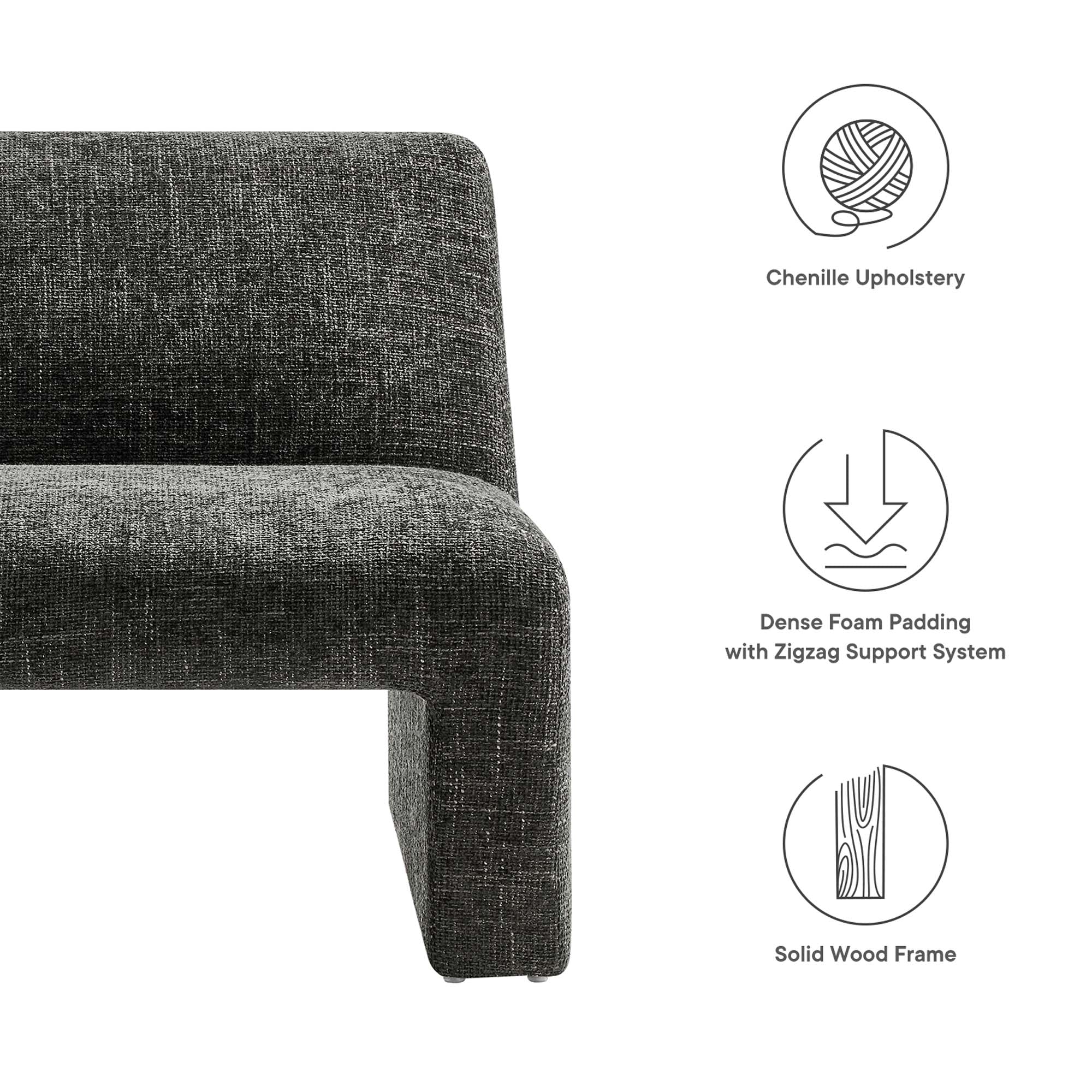 Fauteuil d'appoint rembourré en chenille Amita