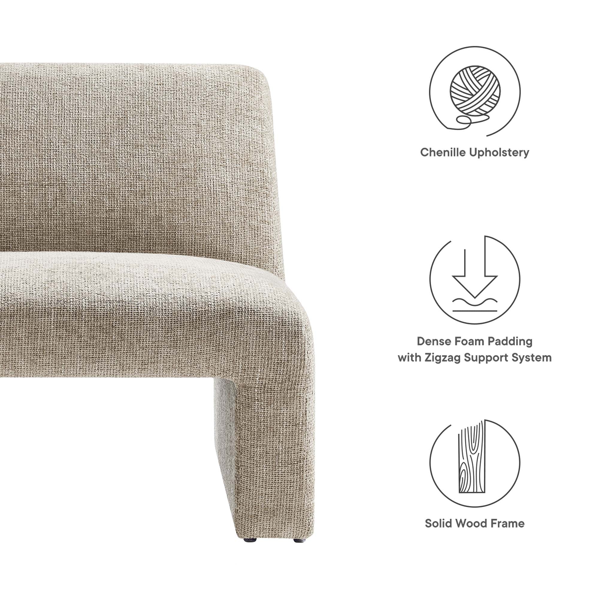 Fauteuil d'appoint rembourré en chenille Amita