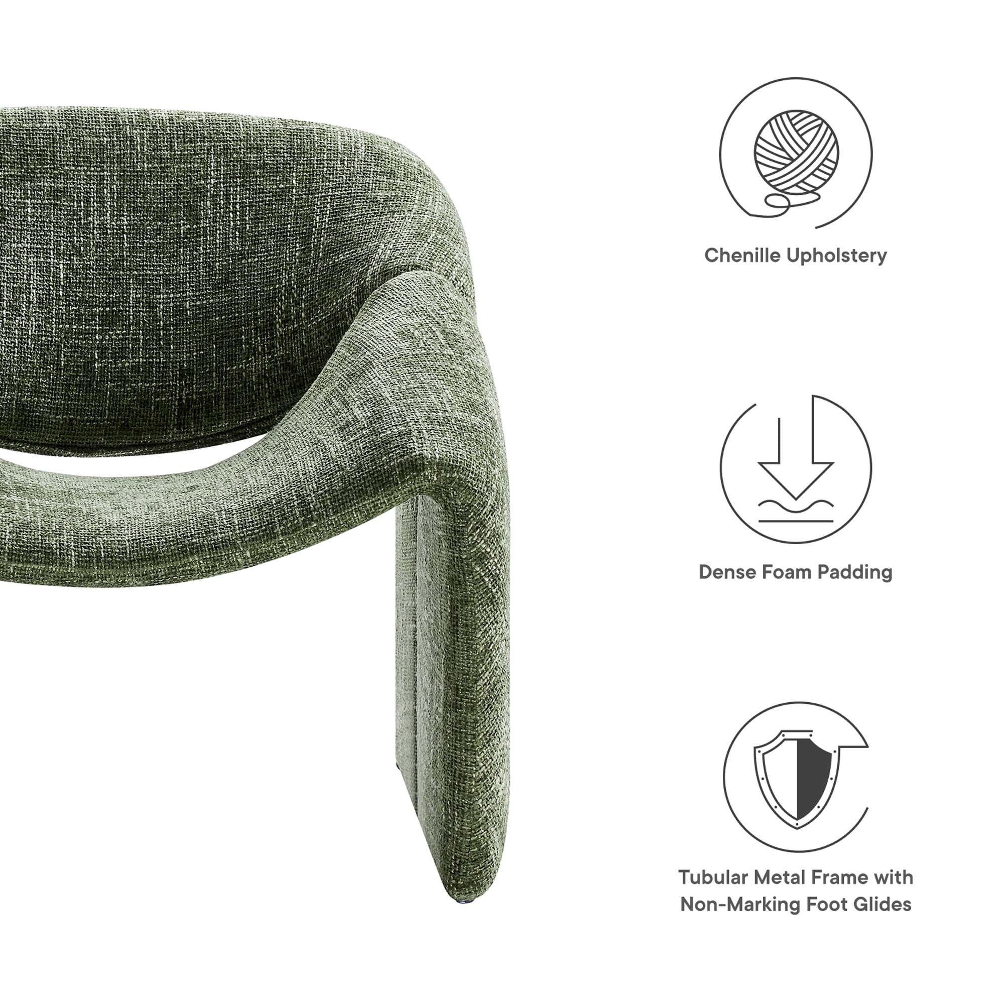 Fauteuil d'appoint rembourré en chenille Vivi