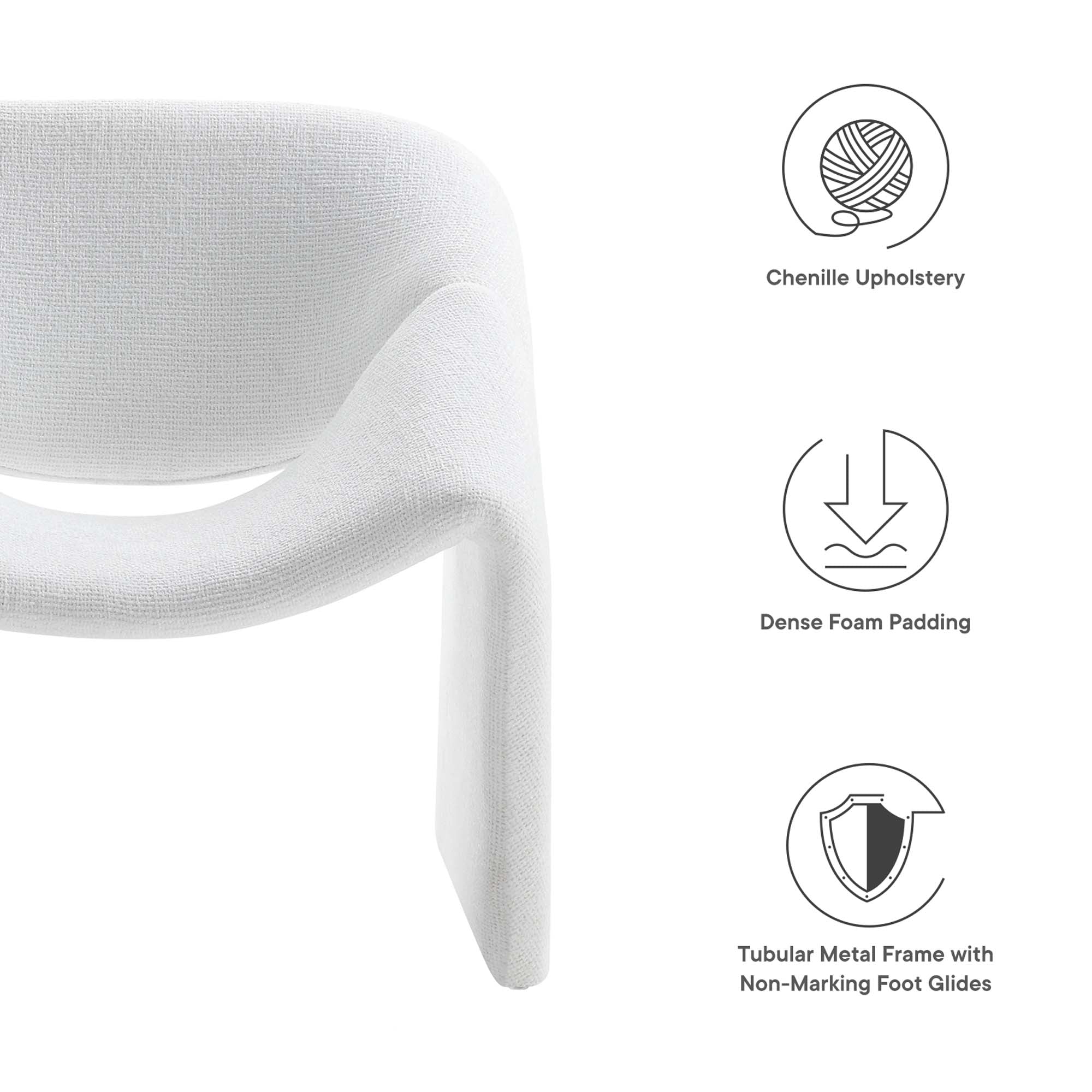 Fauteuil d'appoint rembourré en chenille Vivi