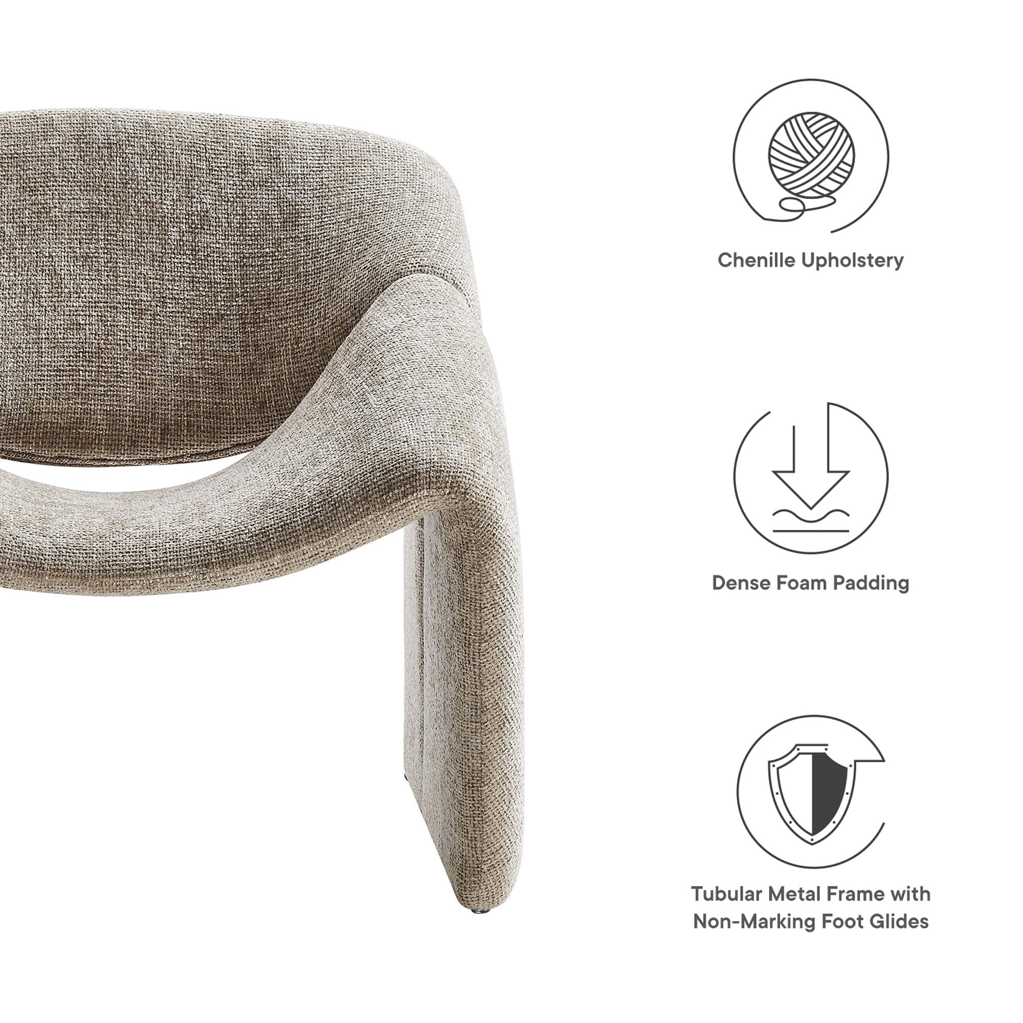 Fauteuil d'appoint rembourré en chenille Vivi