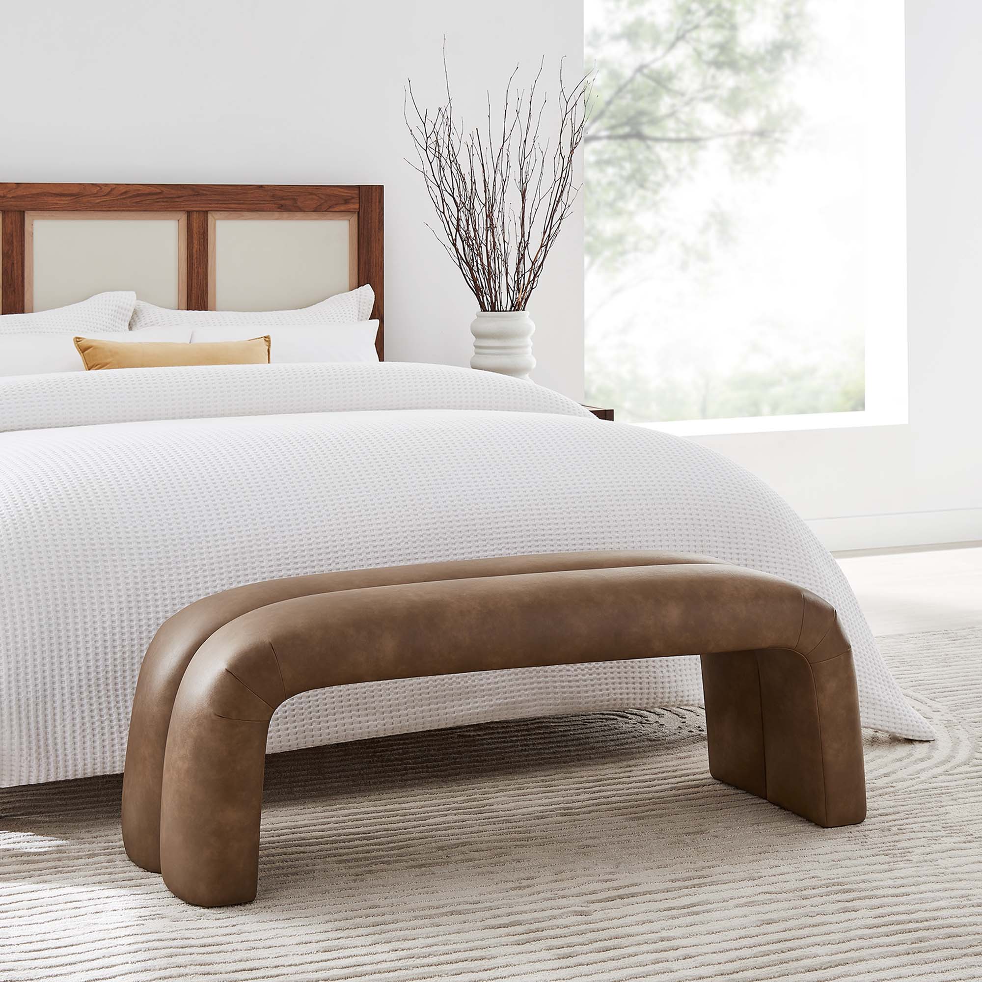 Dax Vegan Leather Upholstered Accent Bench