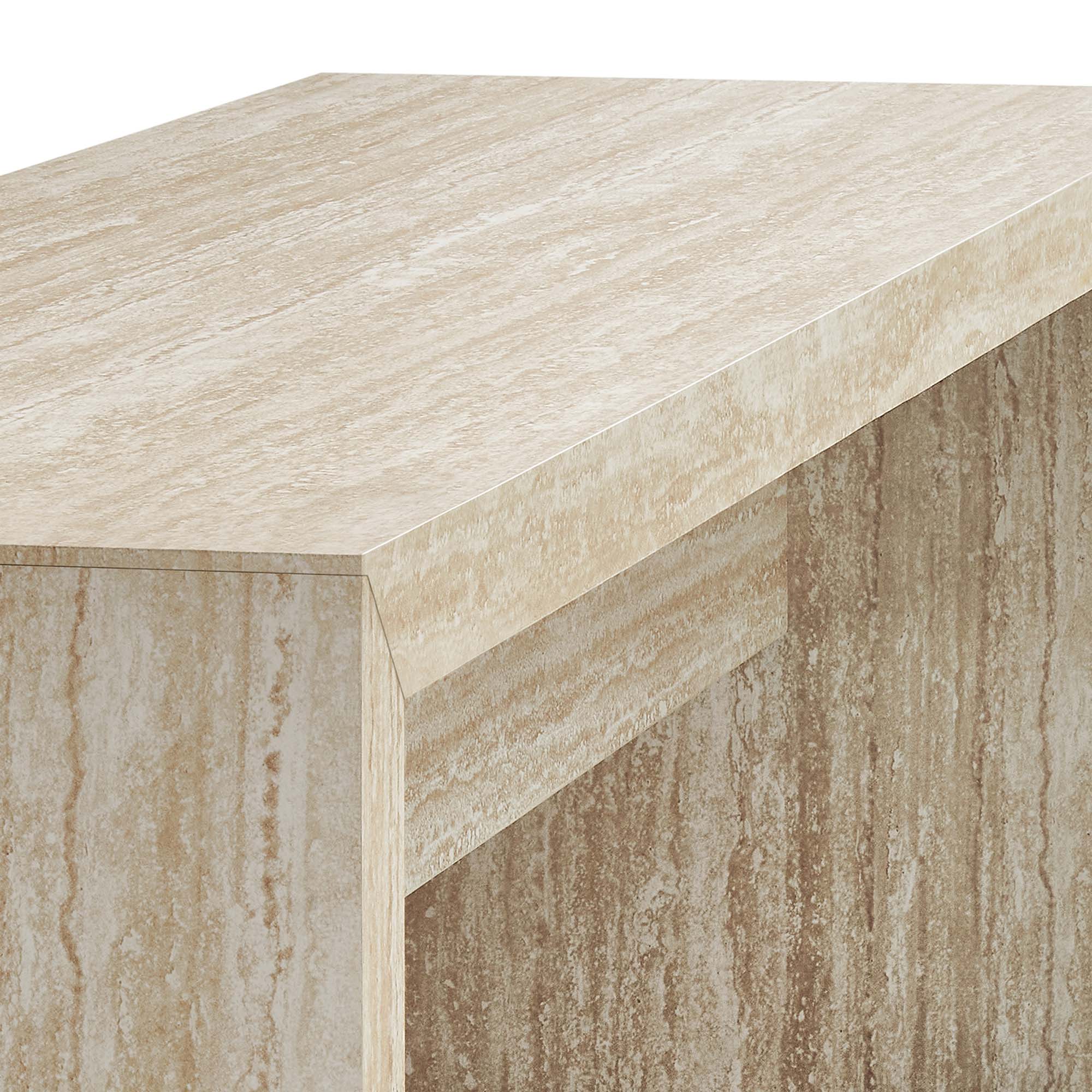 Mirella Faux Travertine Long Bench