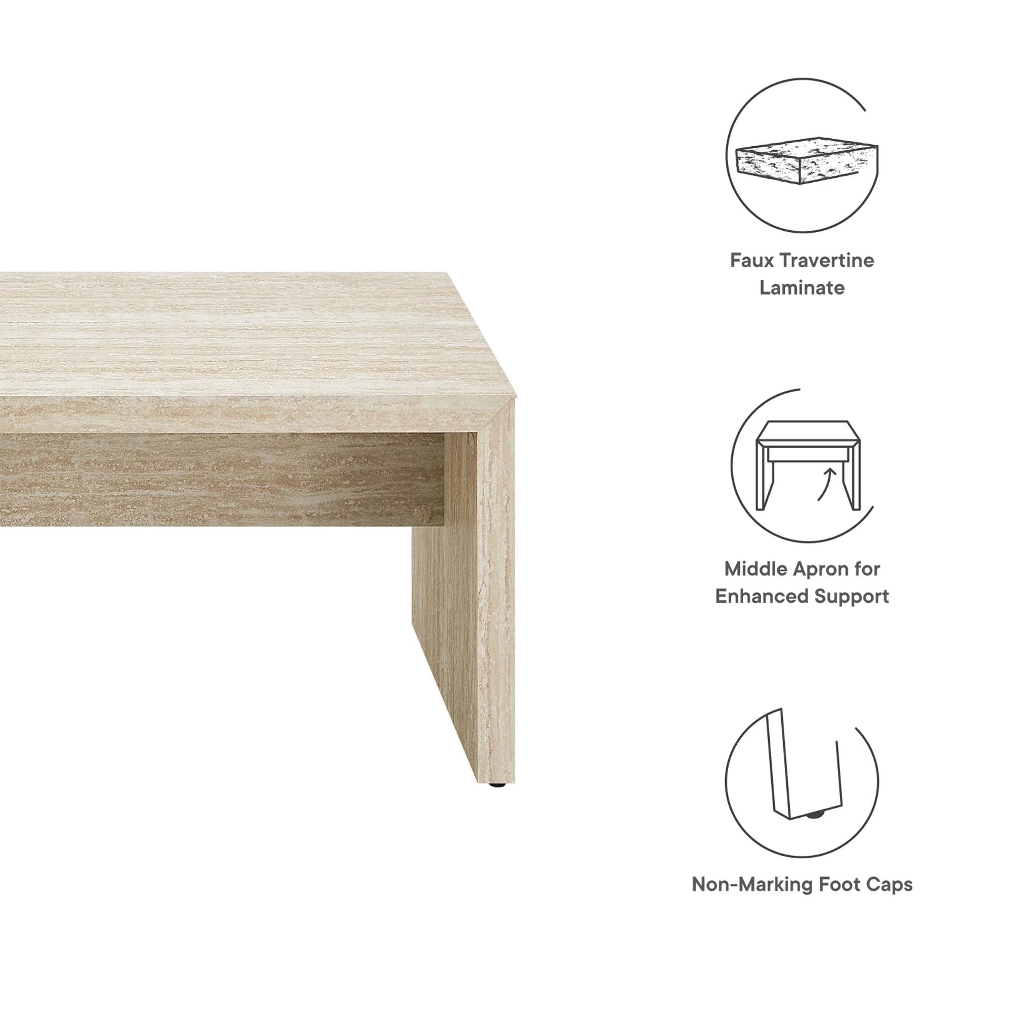 Mirella Faux Travertine Long Bench