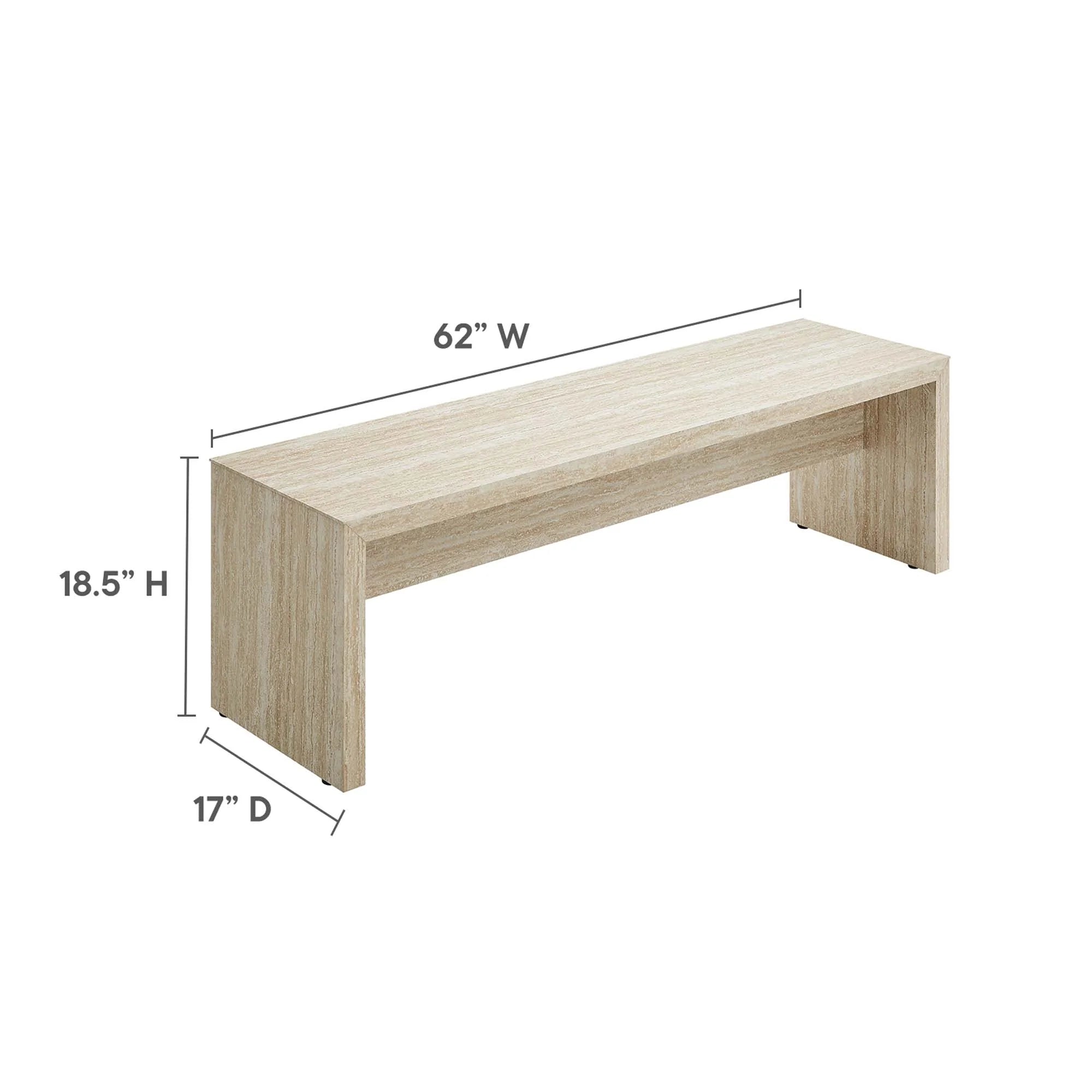 Mirella Faux Travertine Long Bench