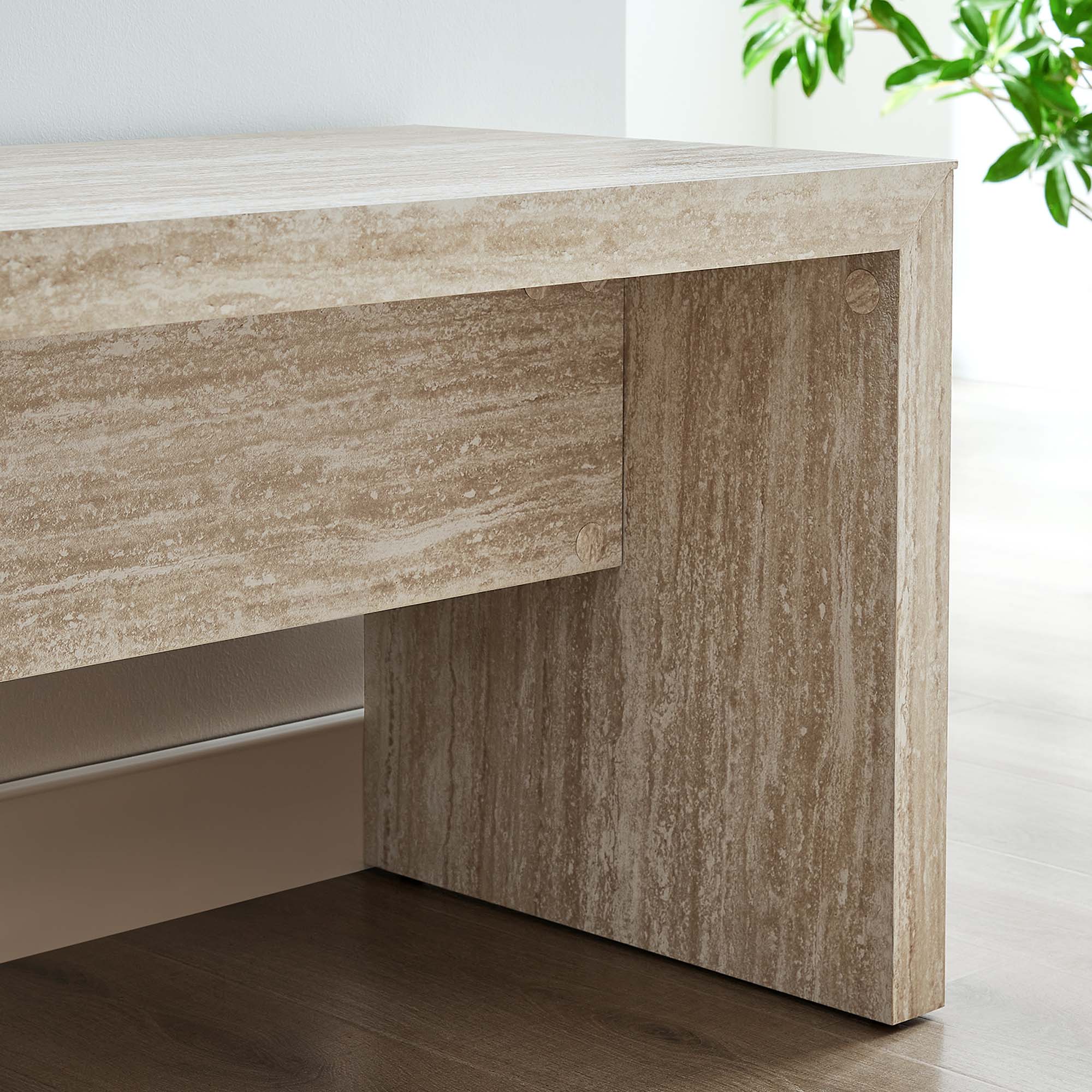 Mirella Faux Travertine Long Bench