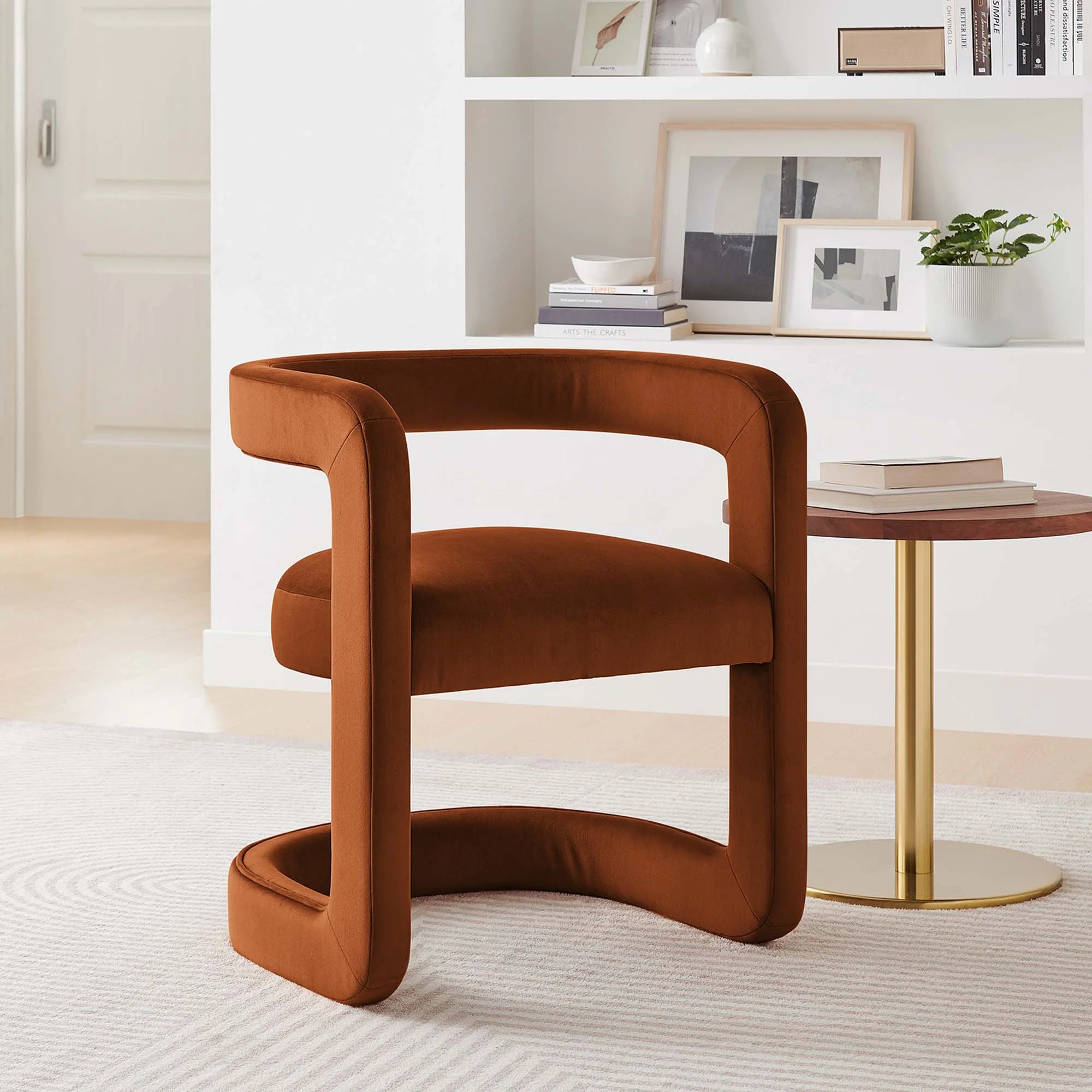 Fauteuil de salon en velours Ponder Performance