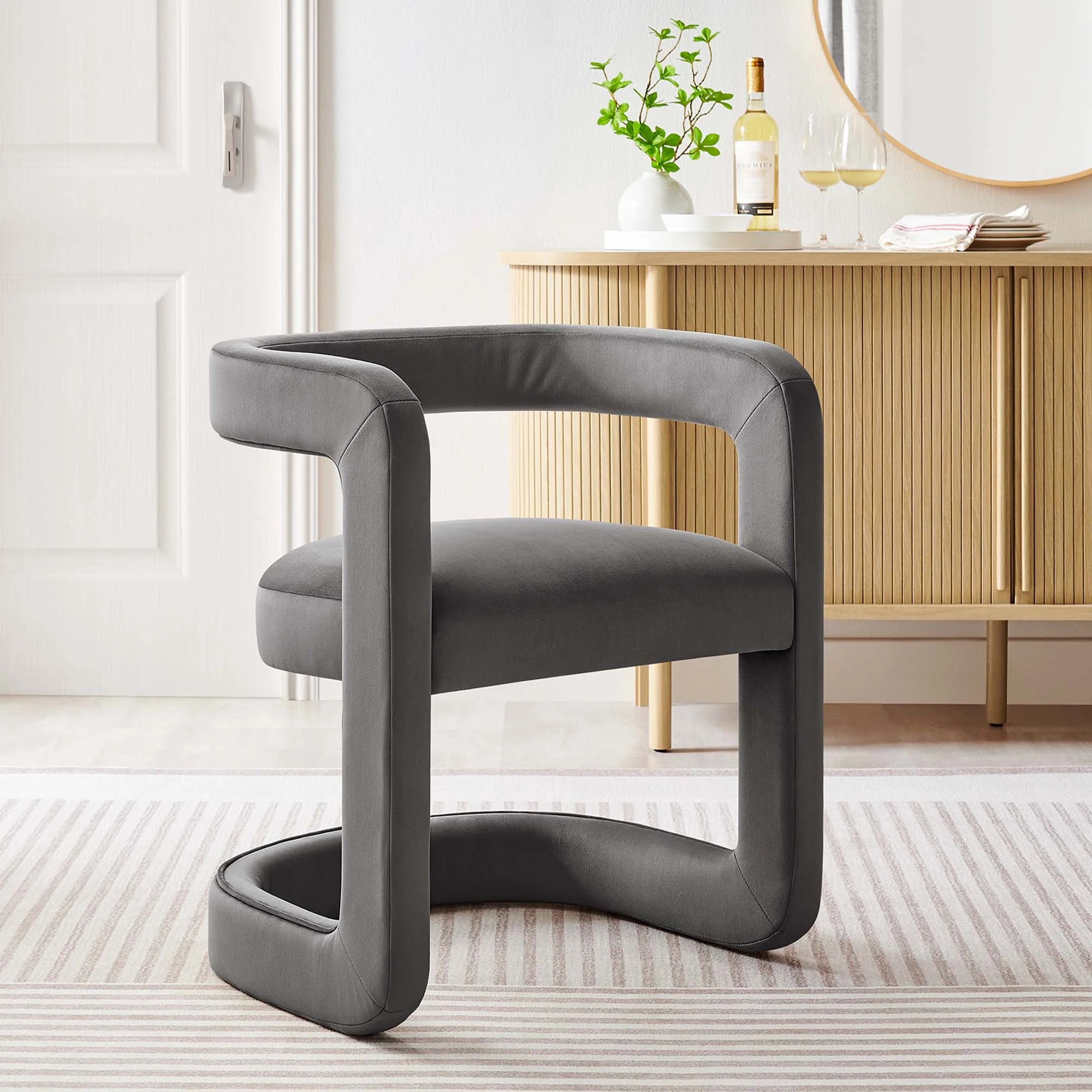 Fauteuil de salon en velours Ponder Performance
