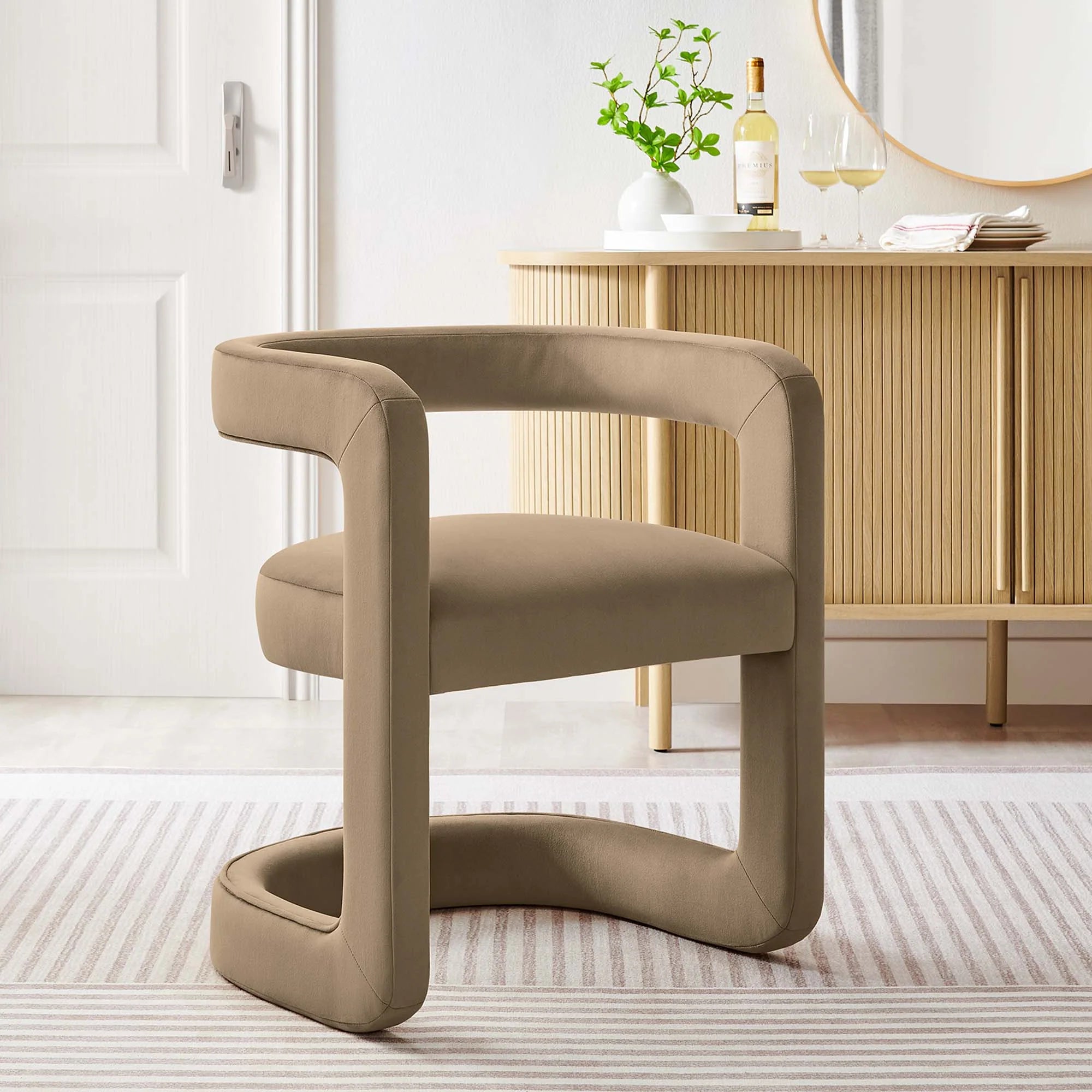 Fauteuil de salon en velours Ponder Performance
