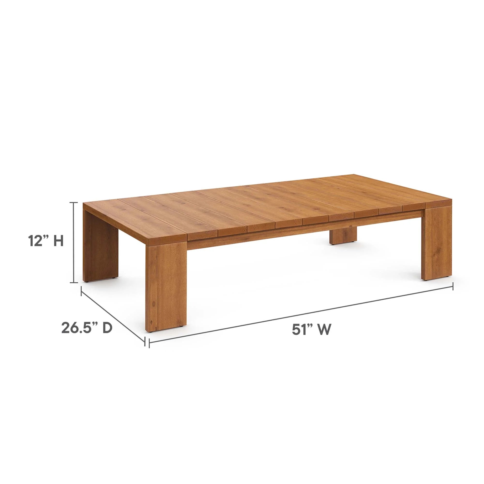 Table basse d'extérieur en bois d'acacia Tahoe de couleur naturelle
