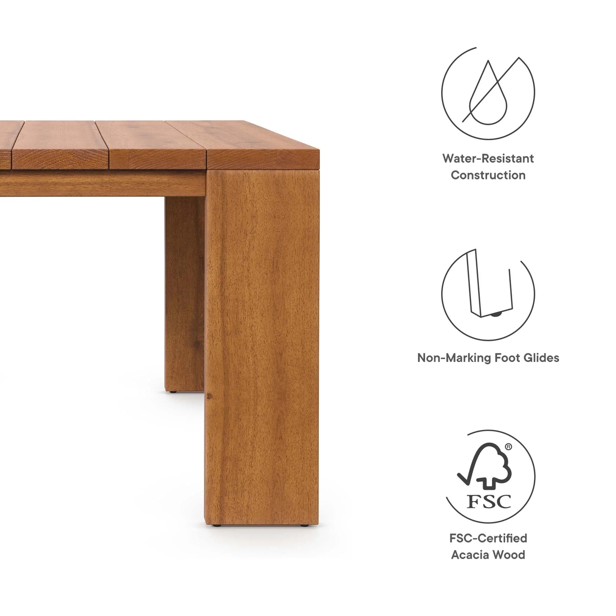 Table d'appoint d'extérieur en bois d'acacia Tahoe en couleur naturelle
