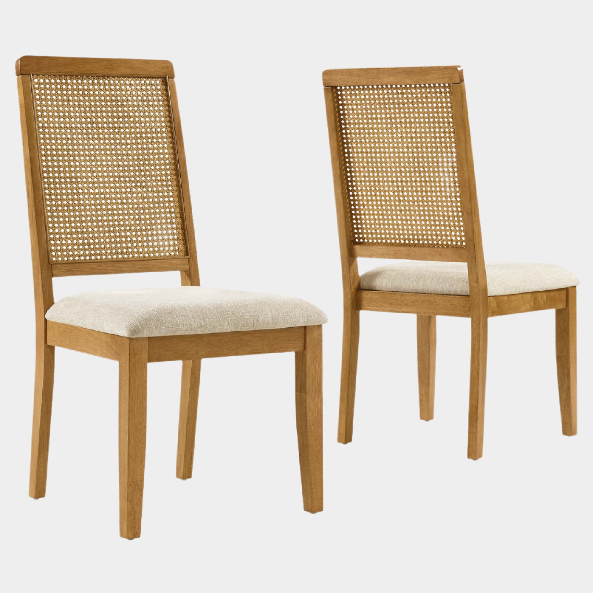 Arlo Faux Rattan and Wood Dining Side Chairs - Set of 2