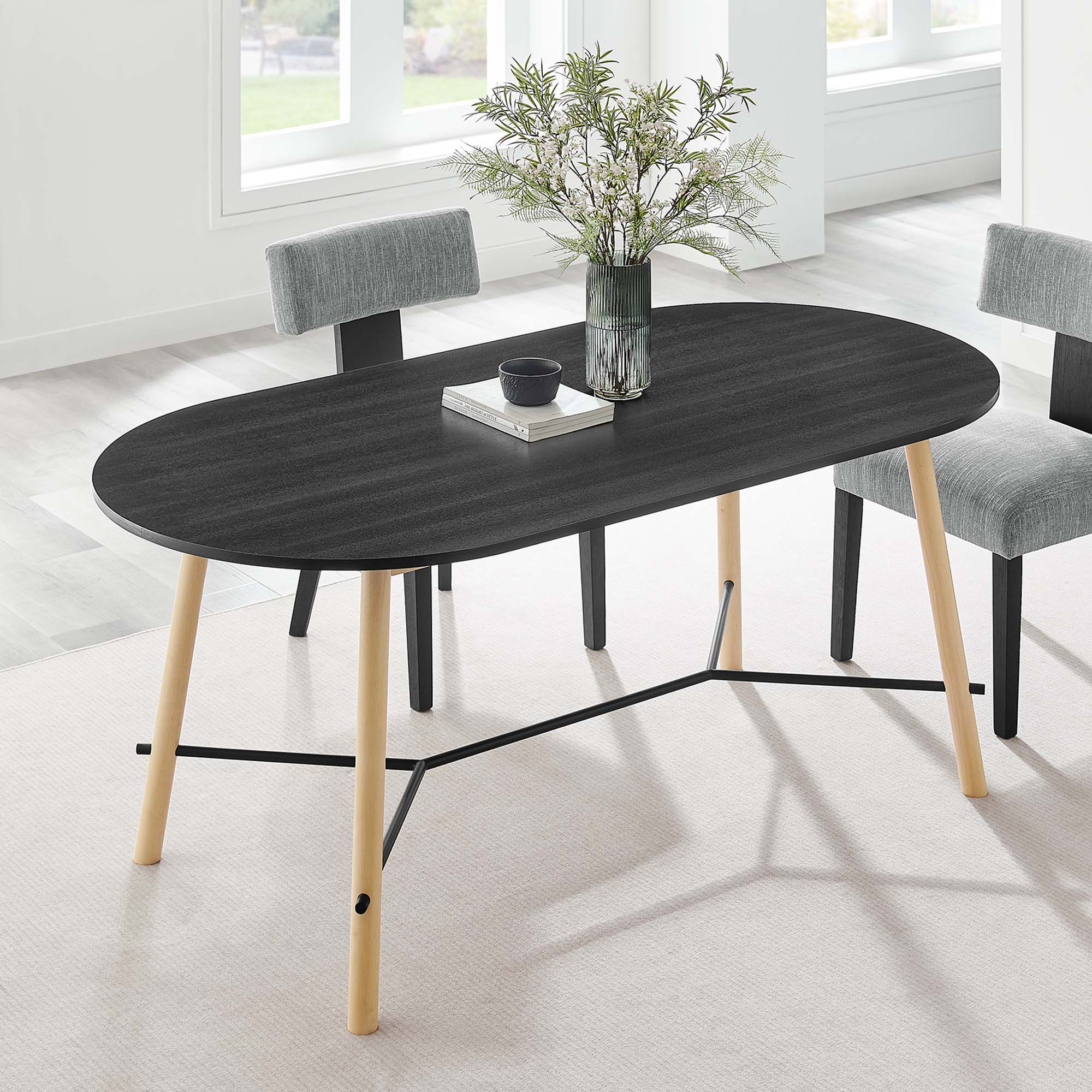 Infuse 71" Wood Grain Dining Table in Black Oak