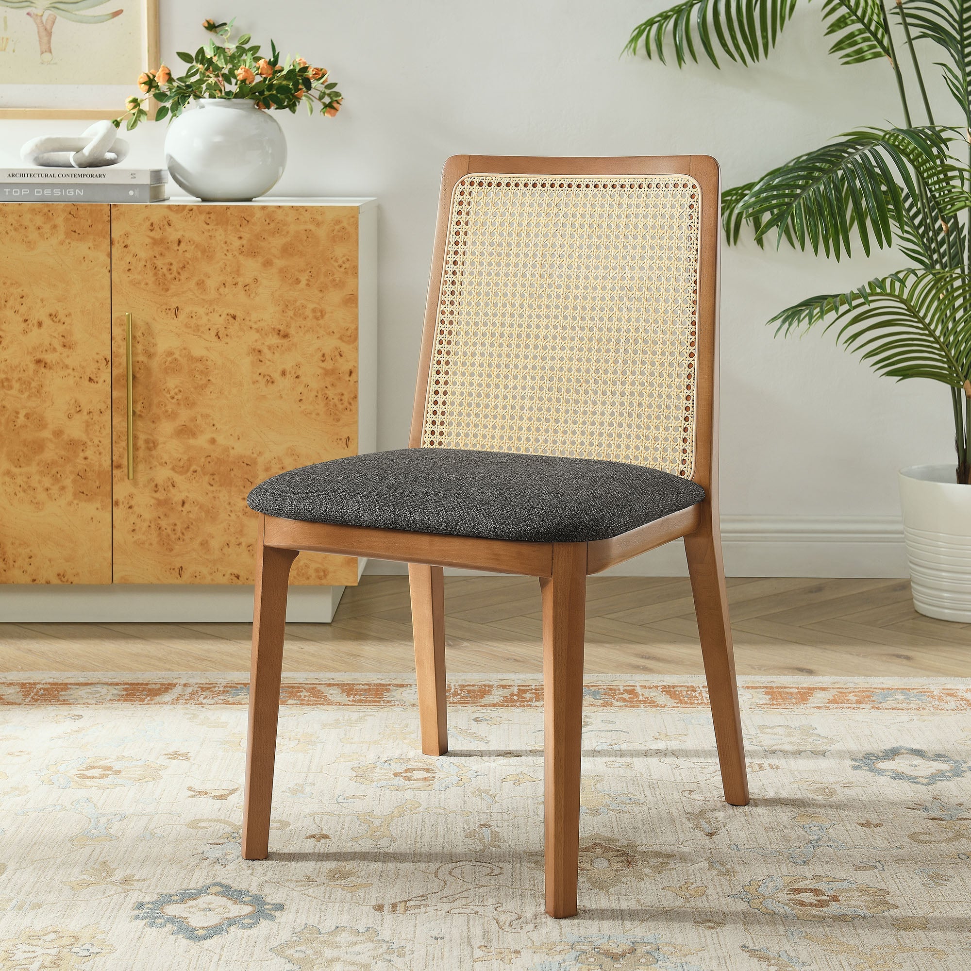 Monarch Wood and Rattan Dining Side Chair