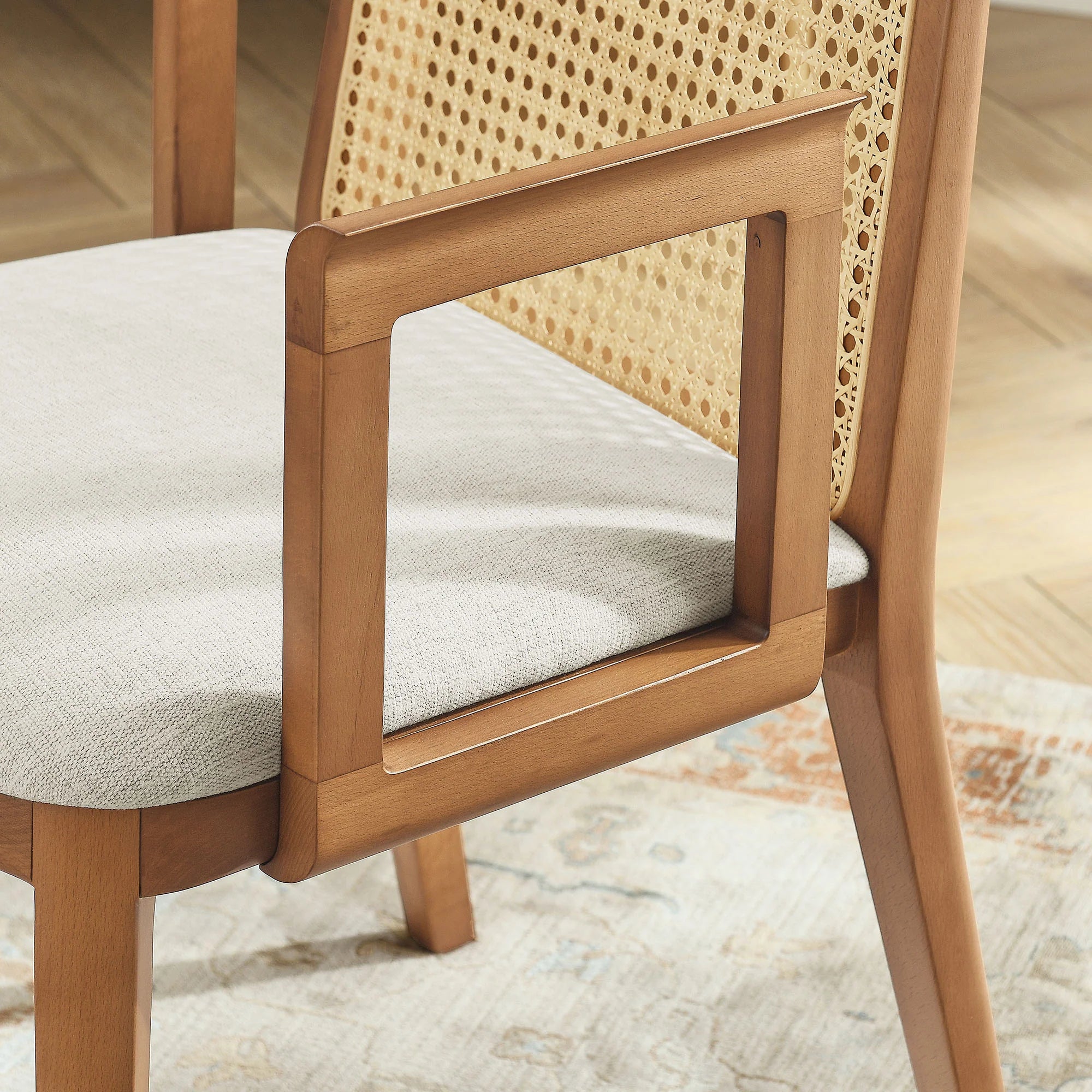 Monarch Wood and Rattan Dining Armchair