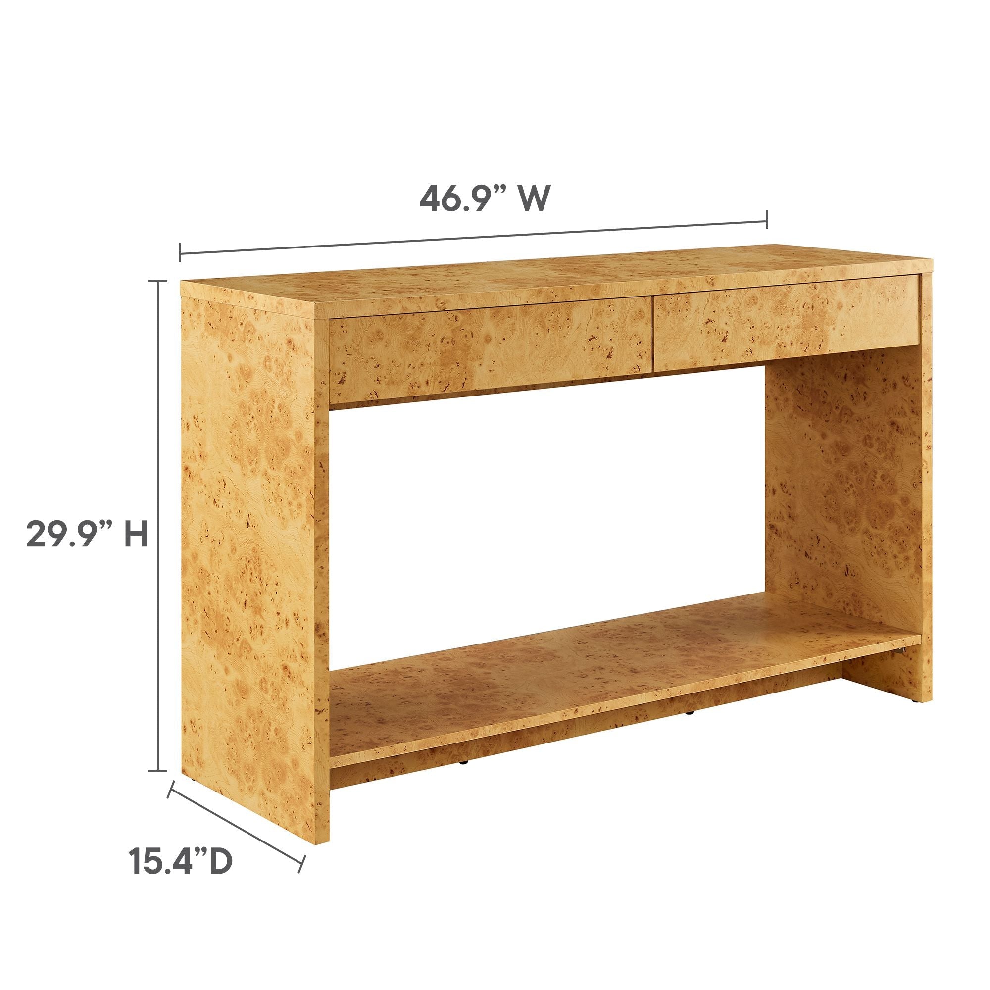 Hudson 2-Drawer Burl Wood Console Table