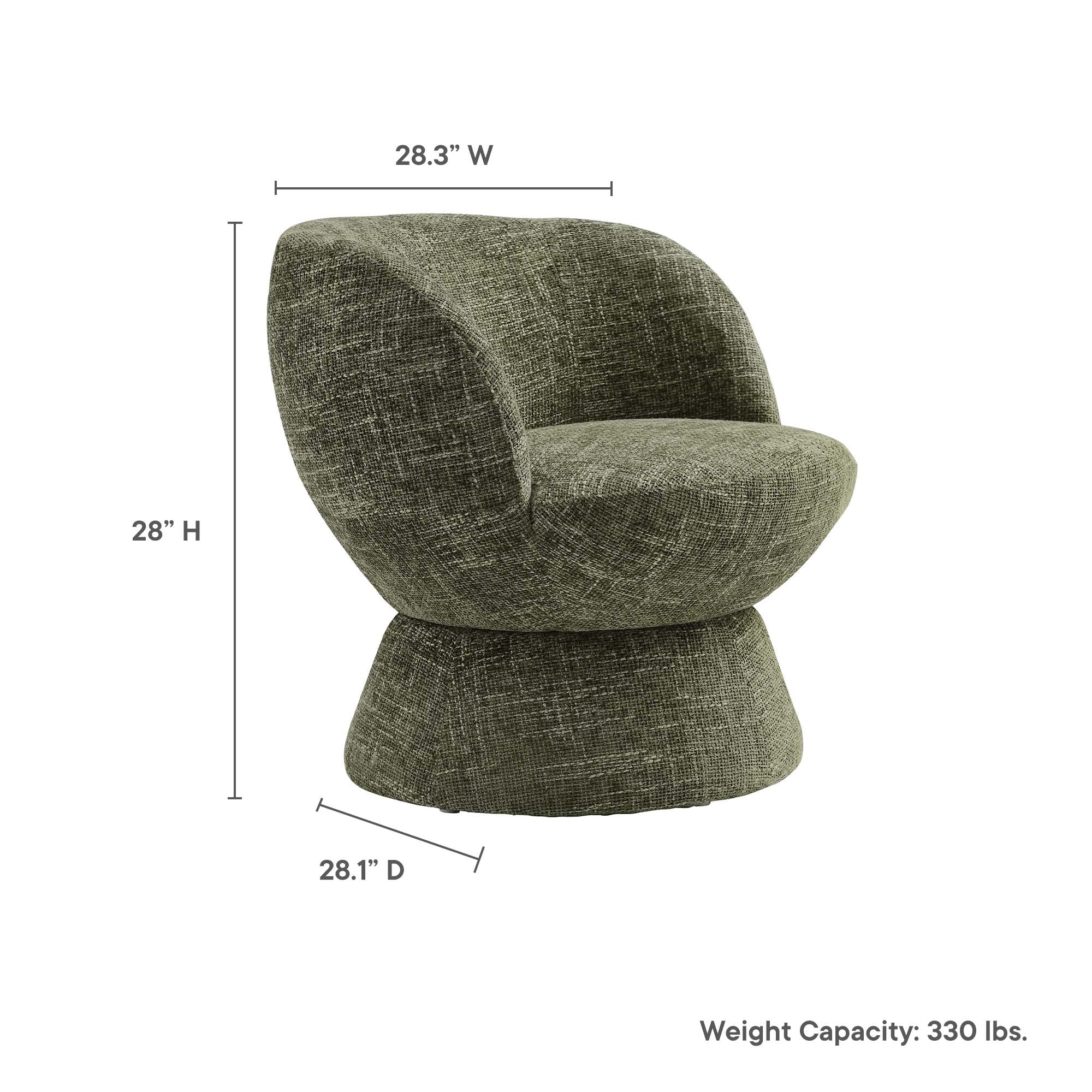 Chaise pivotante rembourrée en tissu chenille Vesta