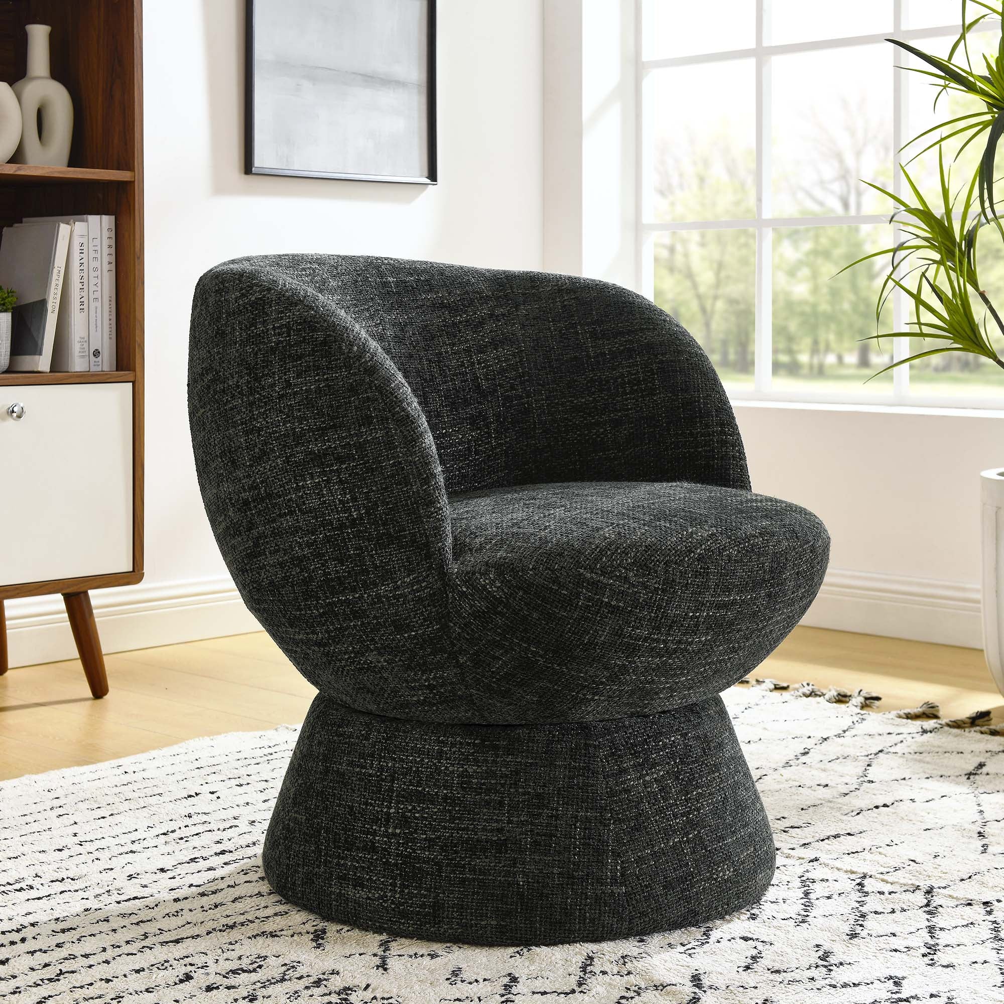 Chaise pivotante rembourrée en tissu chenille Vesta