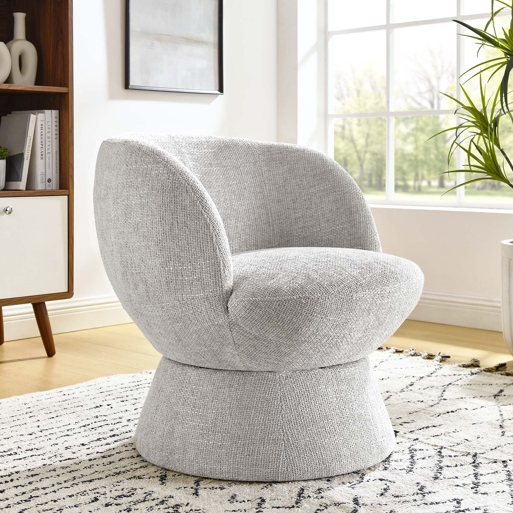 Chaise pivotante rembourrée en tissu chenille Vesta
