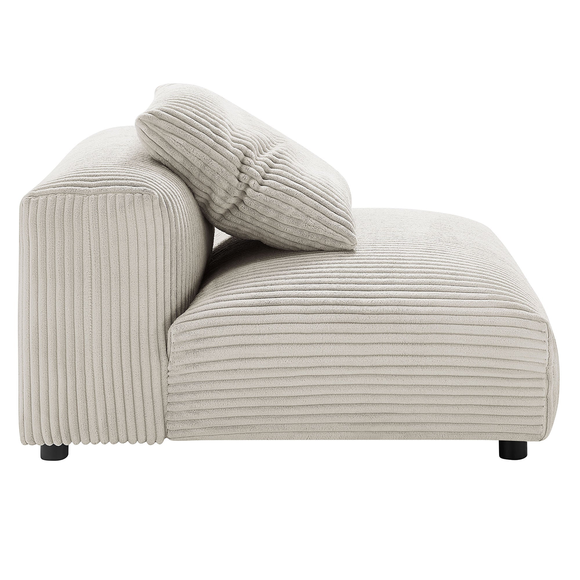 Solace Modular Corduroy Upholstered Armless Chair and Ottoman Set