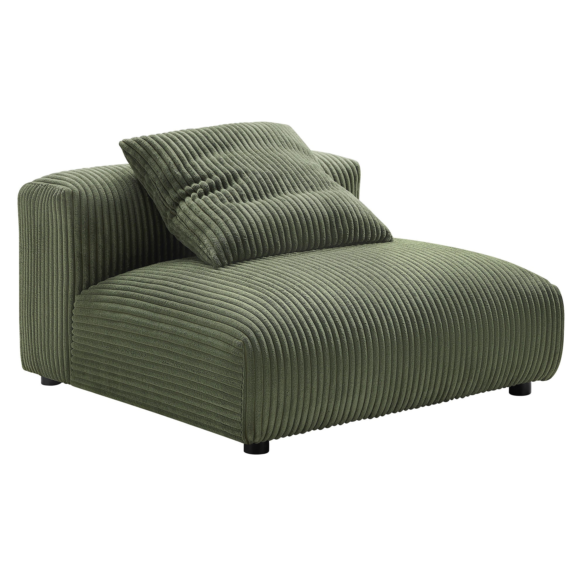 Solace Modular Corduroy Upholstered Armless Chair and Ottoman Set