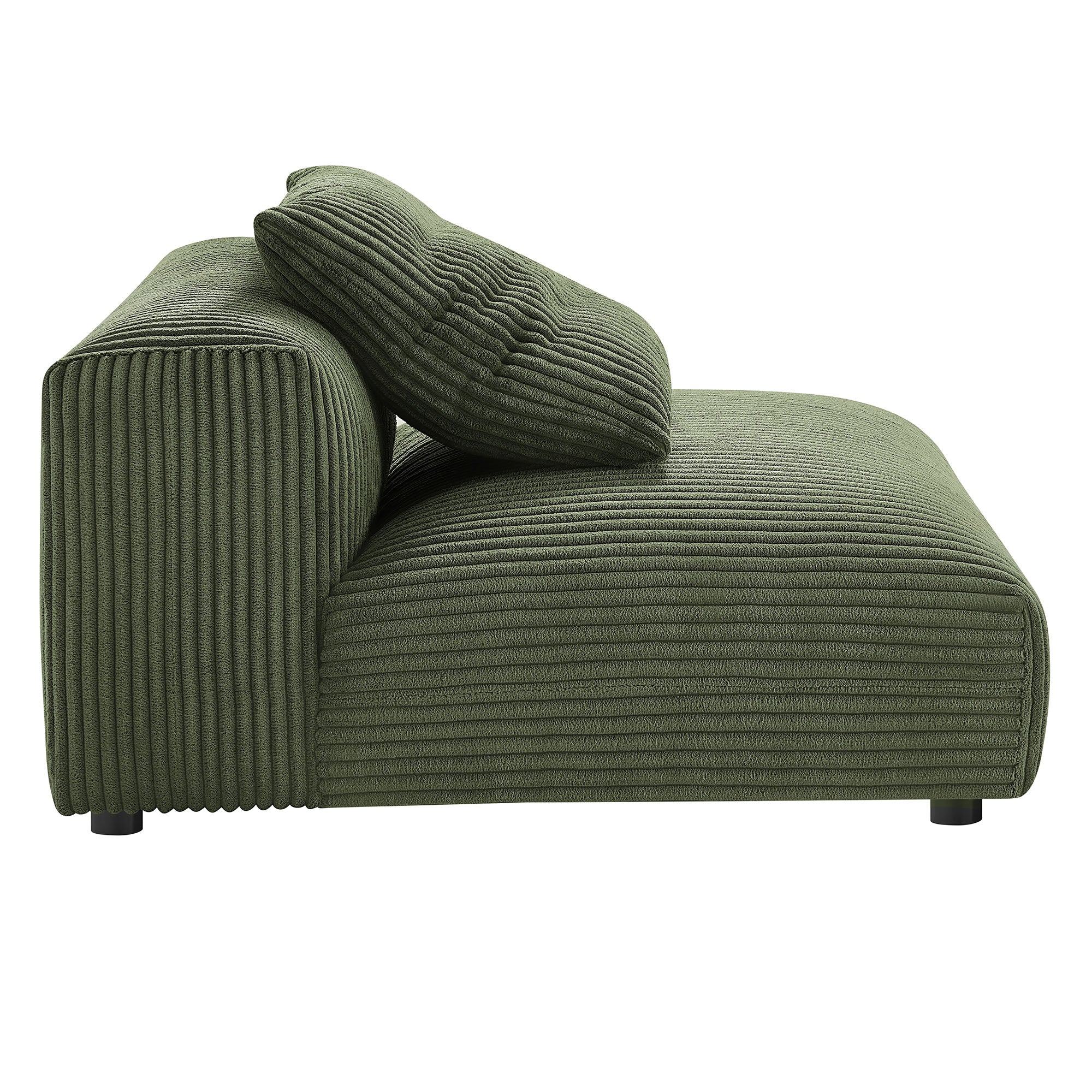 Solace Modular Corduroy Upholstered Armless Chair and Ottoman Set
