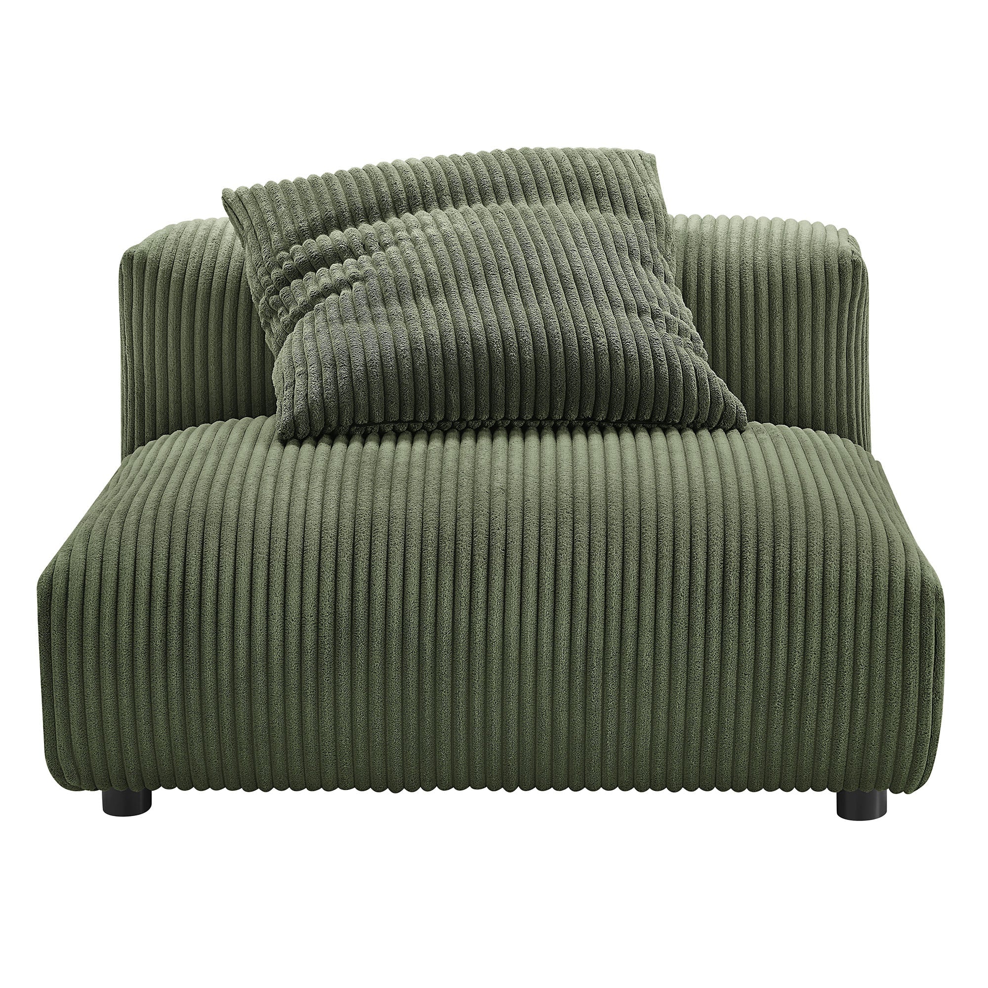 Solace Modular Corduroy Upholstered Armless Chair and Ottoman Set