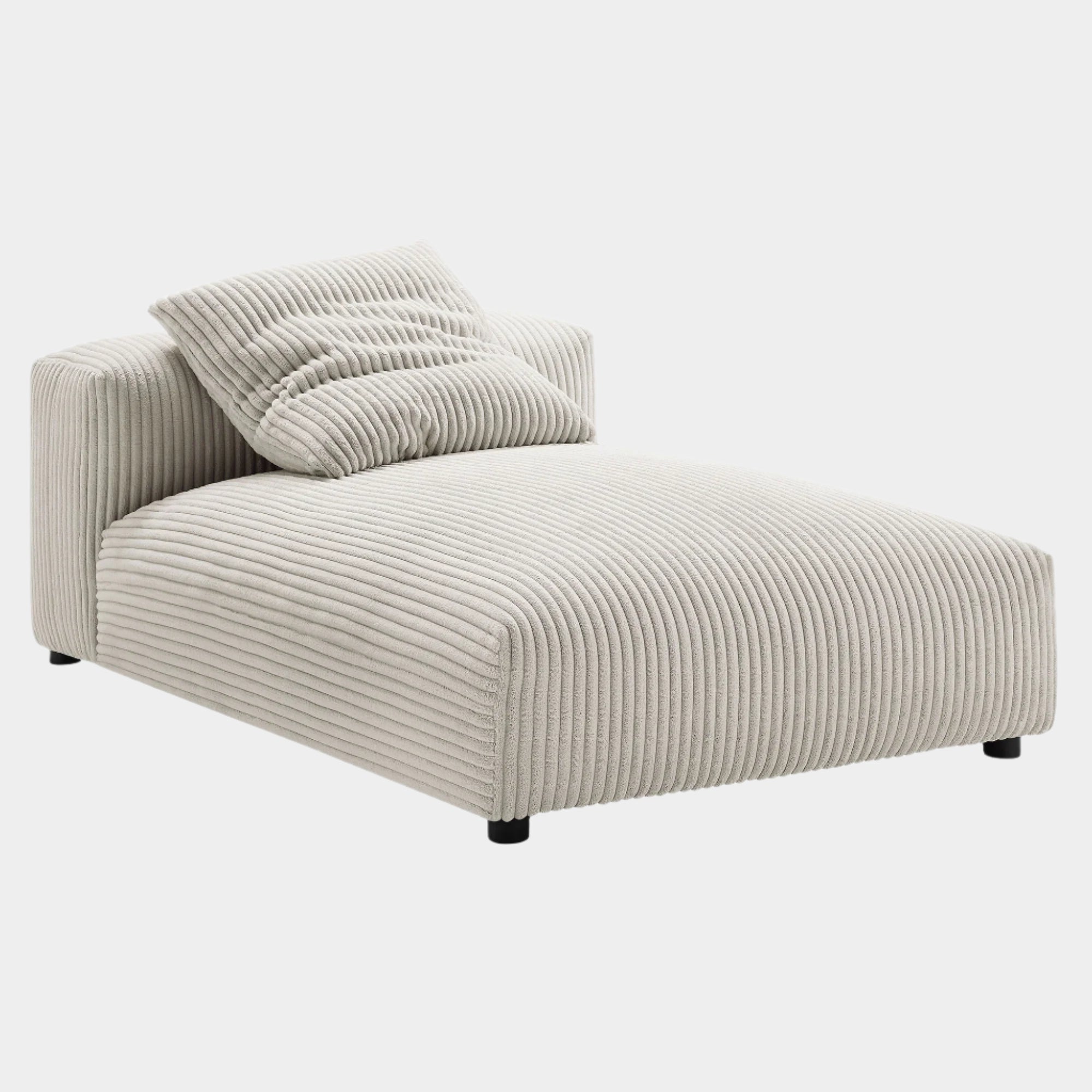 Chaise longue modulaire sans accoudoirs rembourrée en velours côtelé Solace