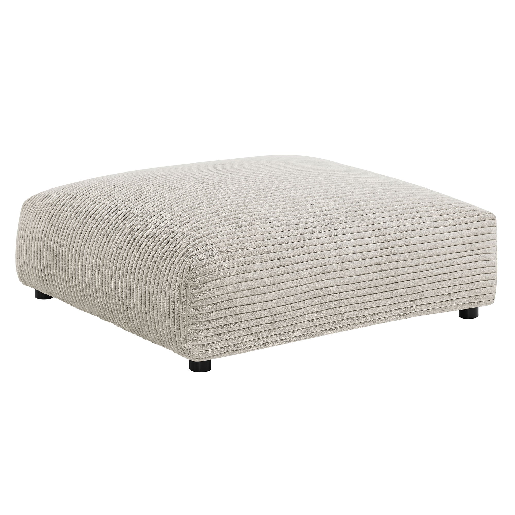 Solace Modular Corduroy Upholstered Armless Chair and Ottoman Set