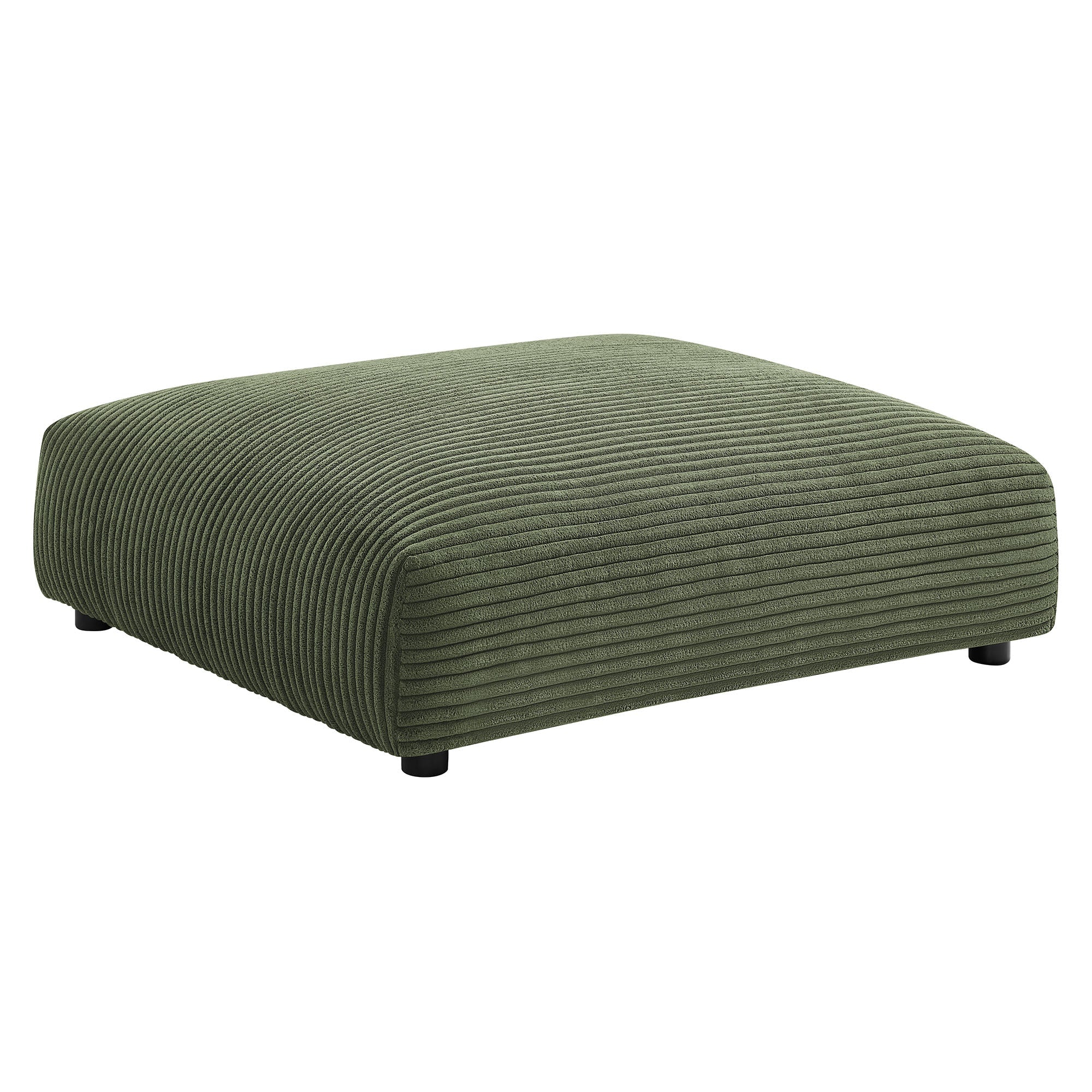 Solace Modular Corduroy Upholstered Armless Chair and Ottoman Set