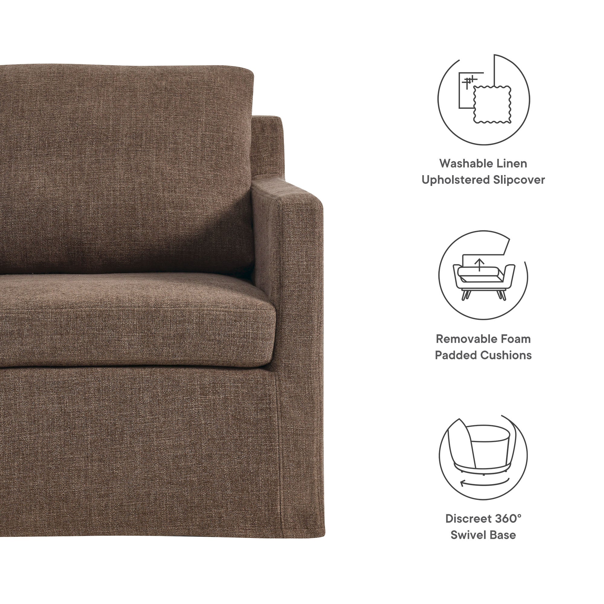 Fauteuil pivotant recouvert de lin serein