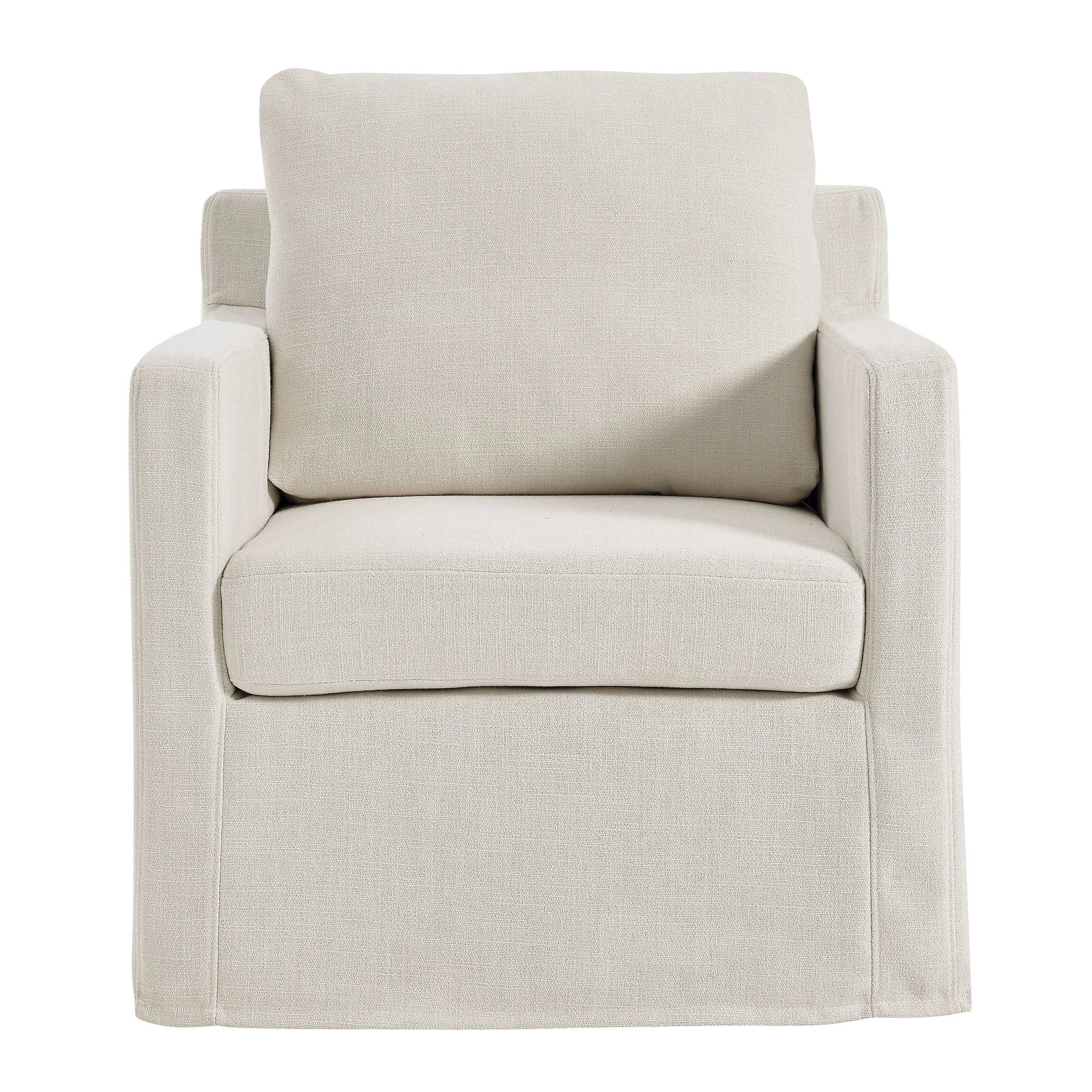 Fauteuil pivotant recouvert de lin serein