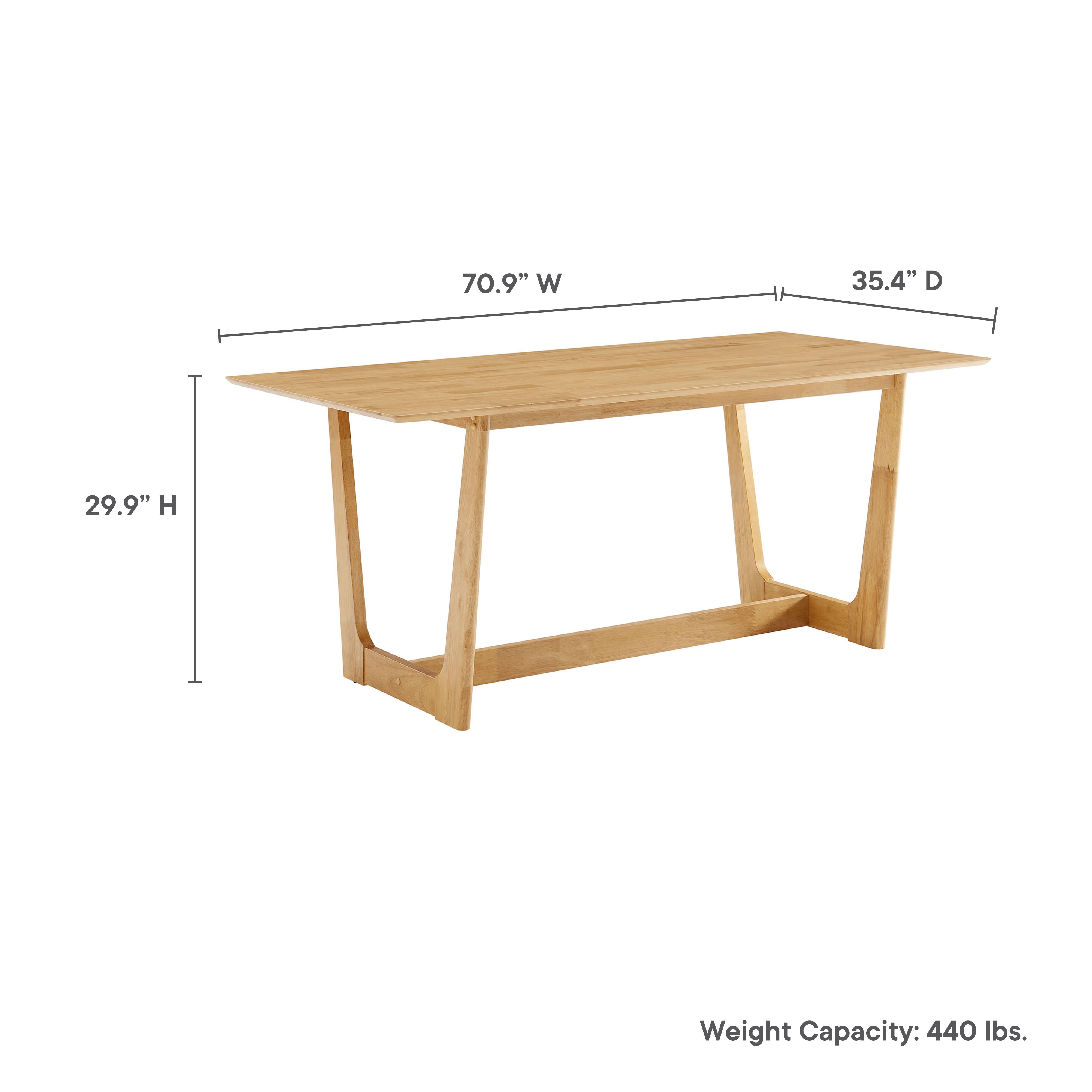 Table à manger rectangulaire en bois Solara de 71 po